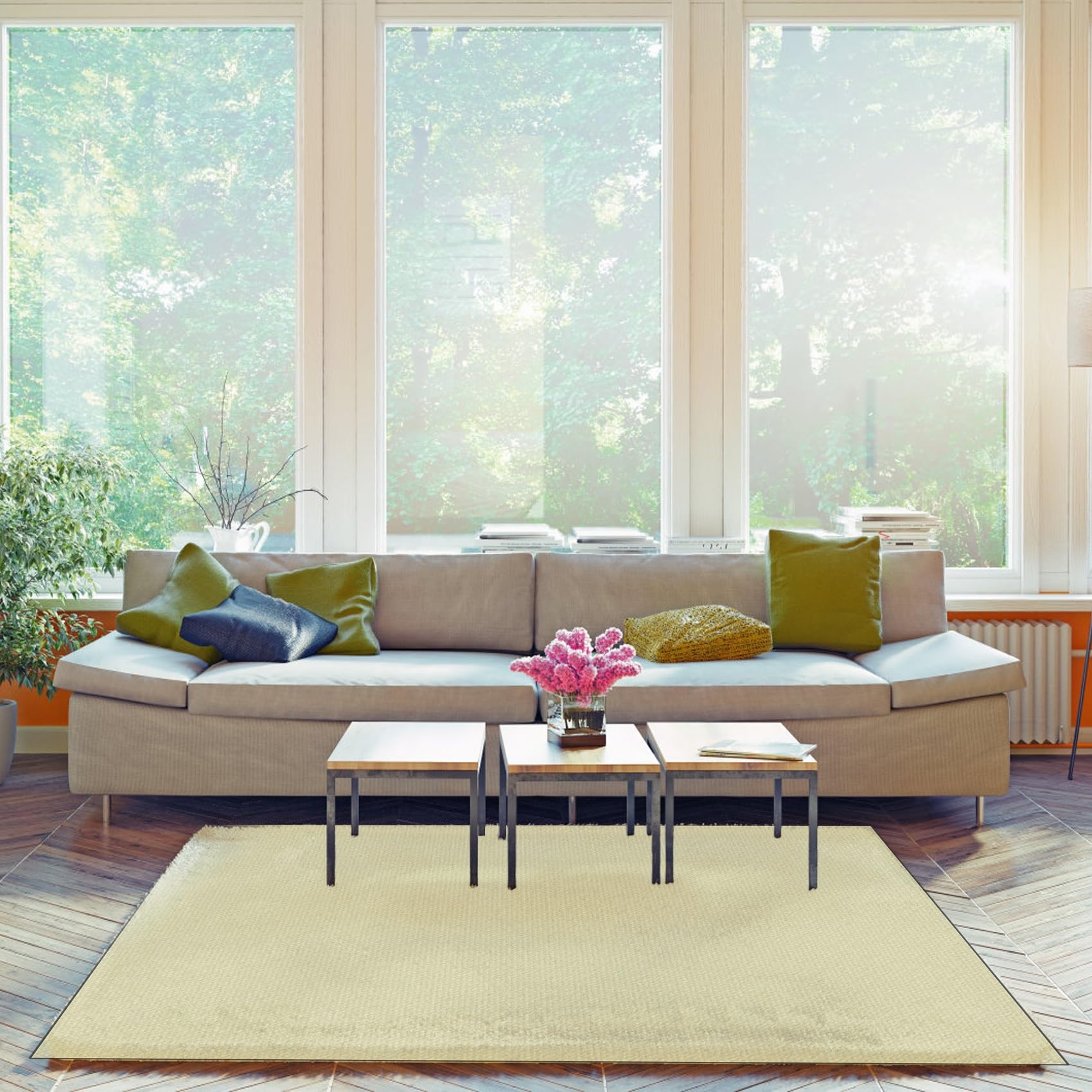 CUIMEI Carpet Door Mat 120 x 250 cm Non-slip Durable Carpet Floor Mat Area Rug with Non Slip Backing for Every Season, Yellow — image 1