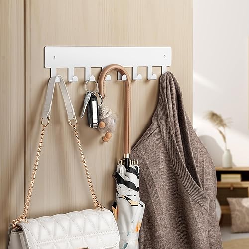 Miniatura 9 de pickpiff Paquete de 1 llavero para adhesivo de pared, ganchos para llaves con 8 ganchos montados en la pared, ganchos negros para decoración de