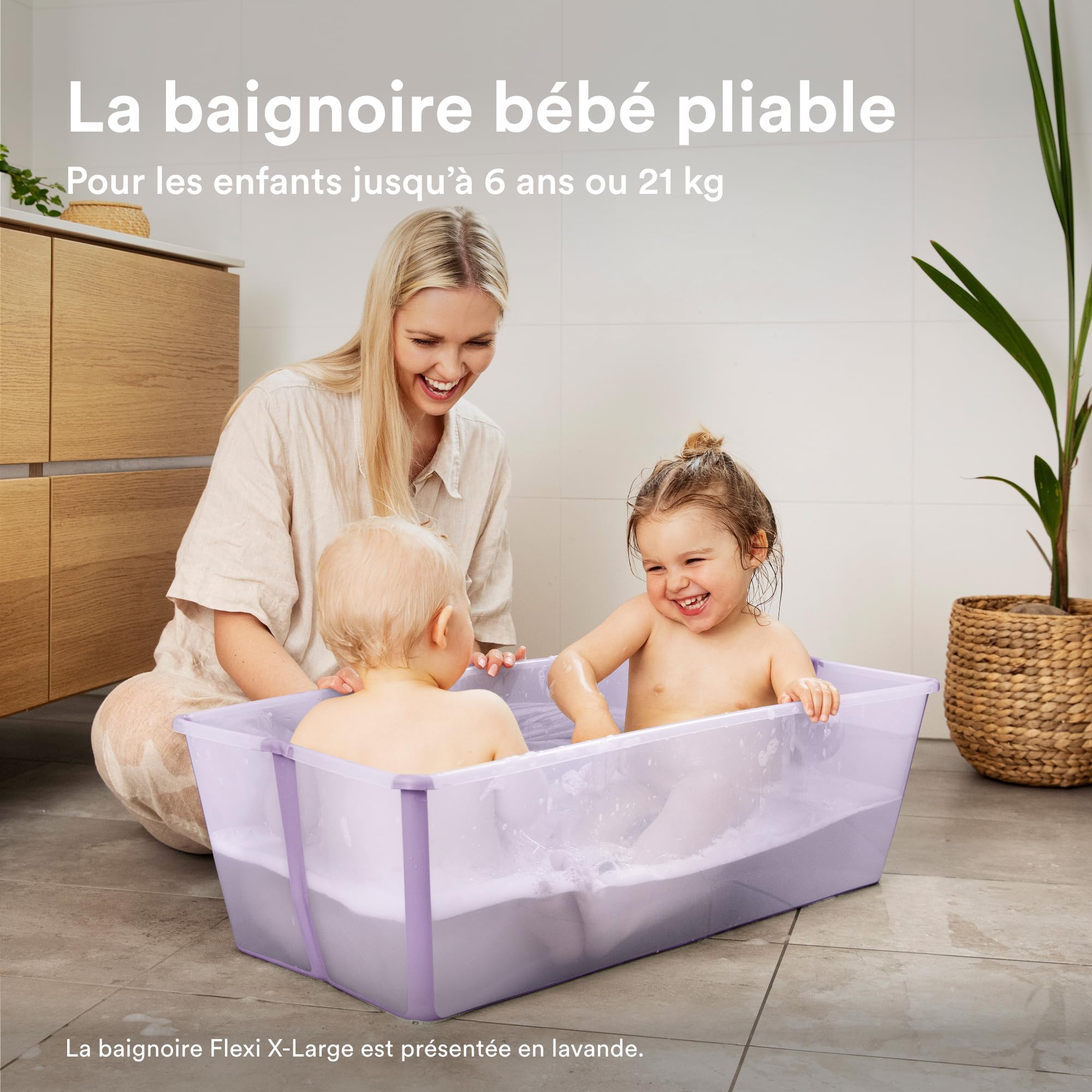 Stokke Flexi Bath X-Large Blanc Baignoire bébé pliable spacieuse légère facile à ranger 0-6 ans