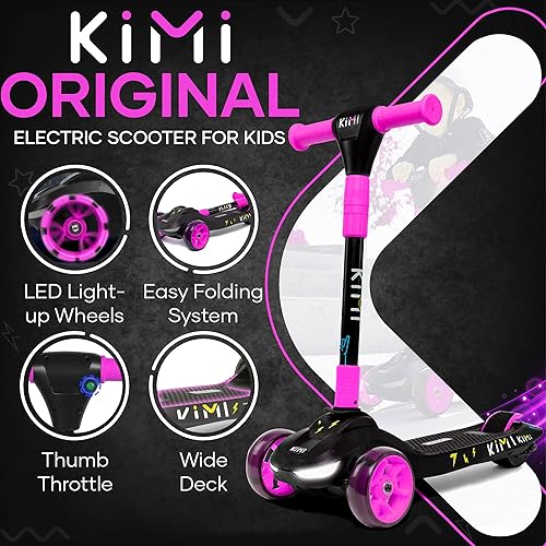 Miniatura 7 de Kimi Scooter eléctrico de 3 ruedas para niños y niños pequeños de 2 a 9 años, luz delantera premium y luces de rueda, niños y niñas, luz de patada