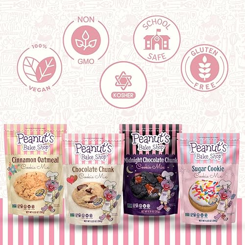 Miniatura 4 de Peanut's Bake Shop - Kits de galletas veganas y sin gluten  Mezclas de galletas saludables y sin OMG para aperitivos y golosinas (paquete variado de