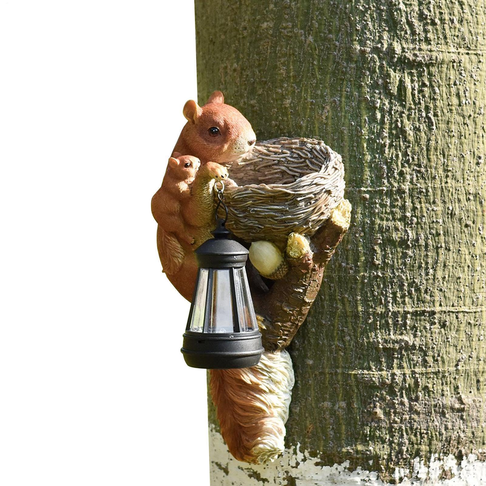 Figurka Wiewiórki Ogrodowa figurka zwierzęcia z żywicy | Solarna Lampa Z Figurką Wiewiórki Do Ogrodu, Trawnika, Podwórka, Ścieżki, Patio, Balkonu, Tarasu, Drzewa, I Na Zewnątrz