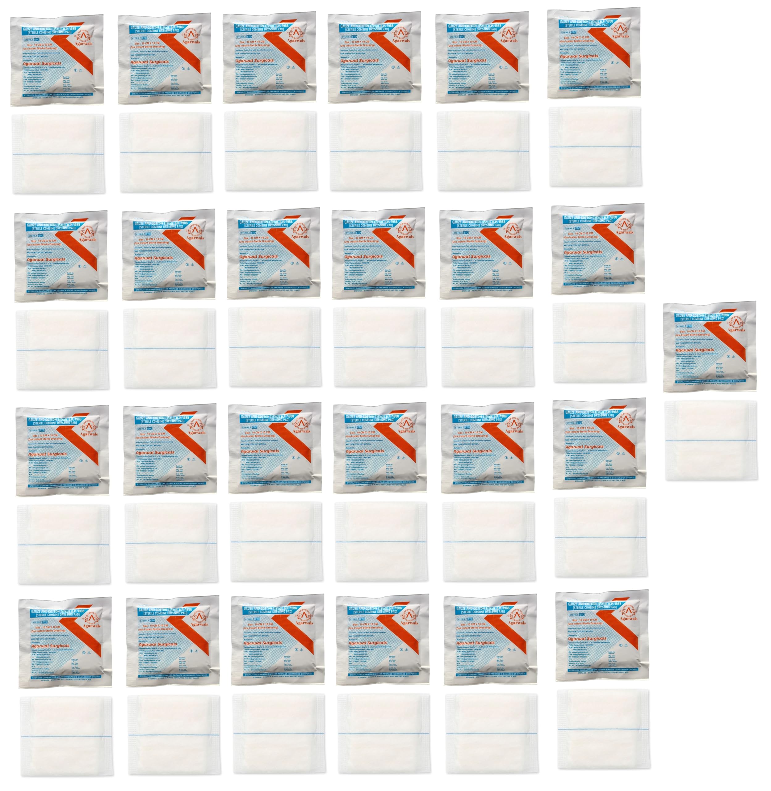 Gauze and Cotton Tissue Sterile Combine Dressing Surgical Pad 10CM x 10CM (Pack of 25)-picture-29