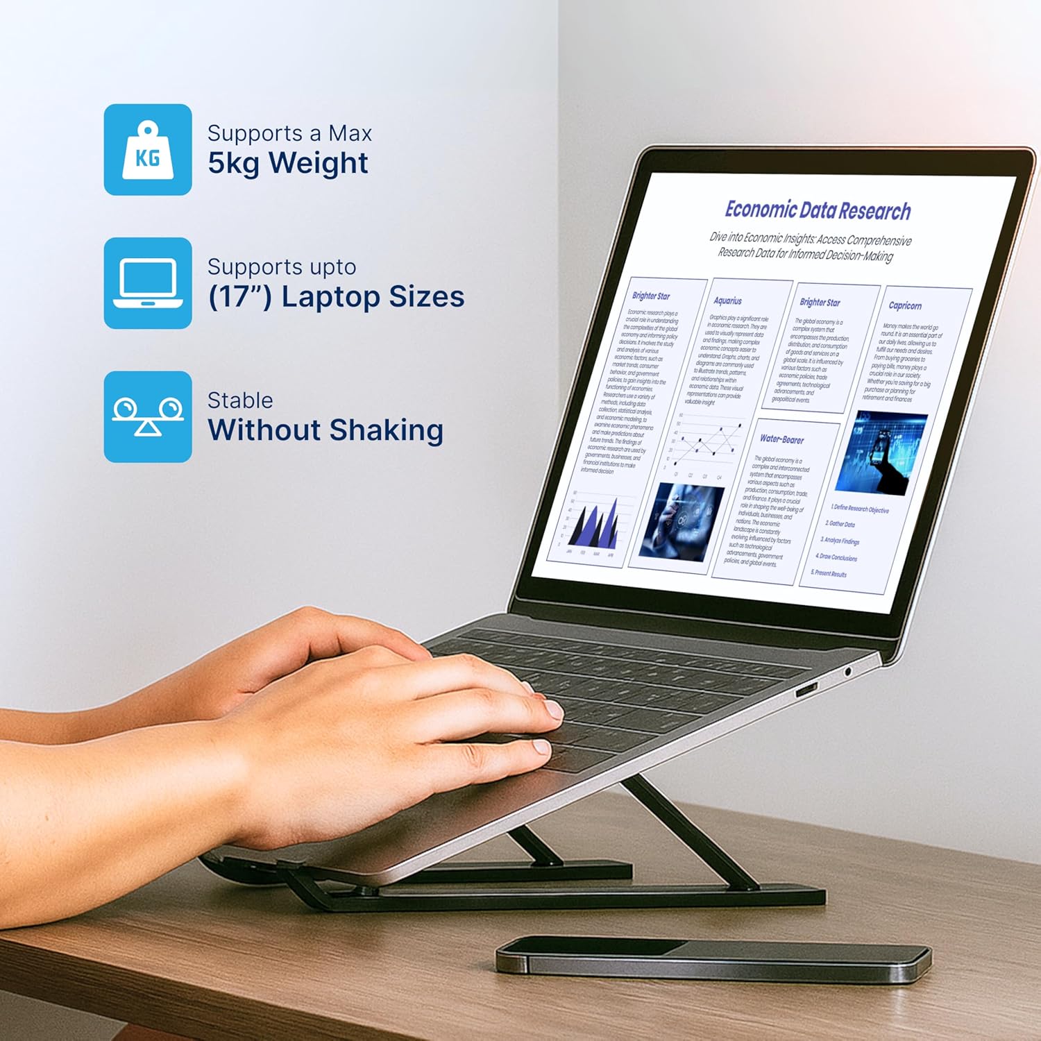 Geonix Trek T1 ABS Plastic Laptop Stand Height & Angle Adjustable | Foldable | Portable | Supports Maximum 5kg of Weight |Support Upto 17 inch (Black) 9 81Nd6PV32SL. SL1500