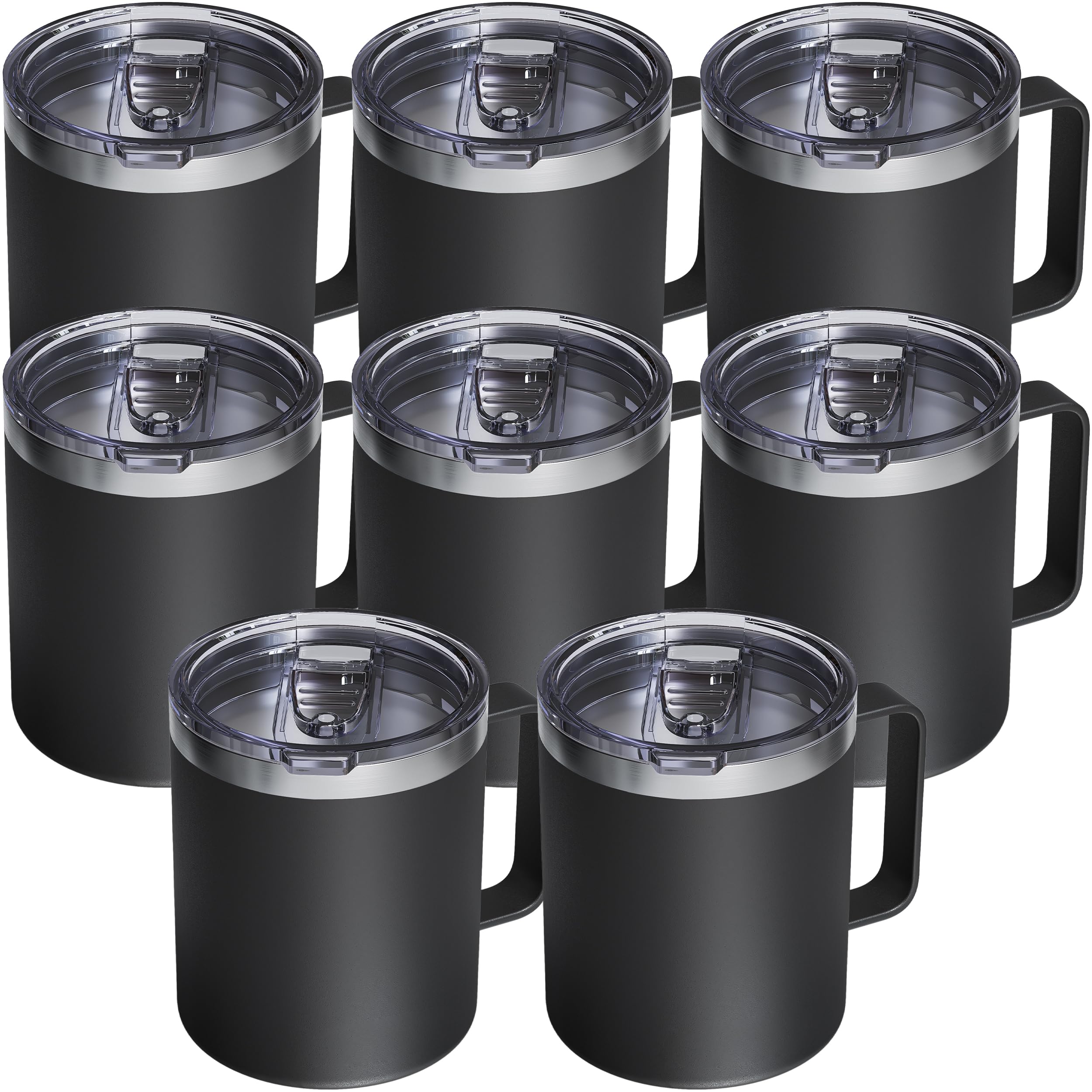 8 Pack 12oz Insulated Coffee Mug with Lid, Stainless Steel Cup