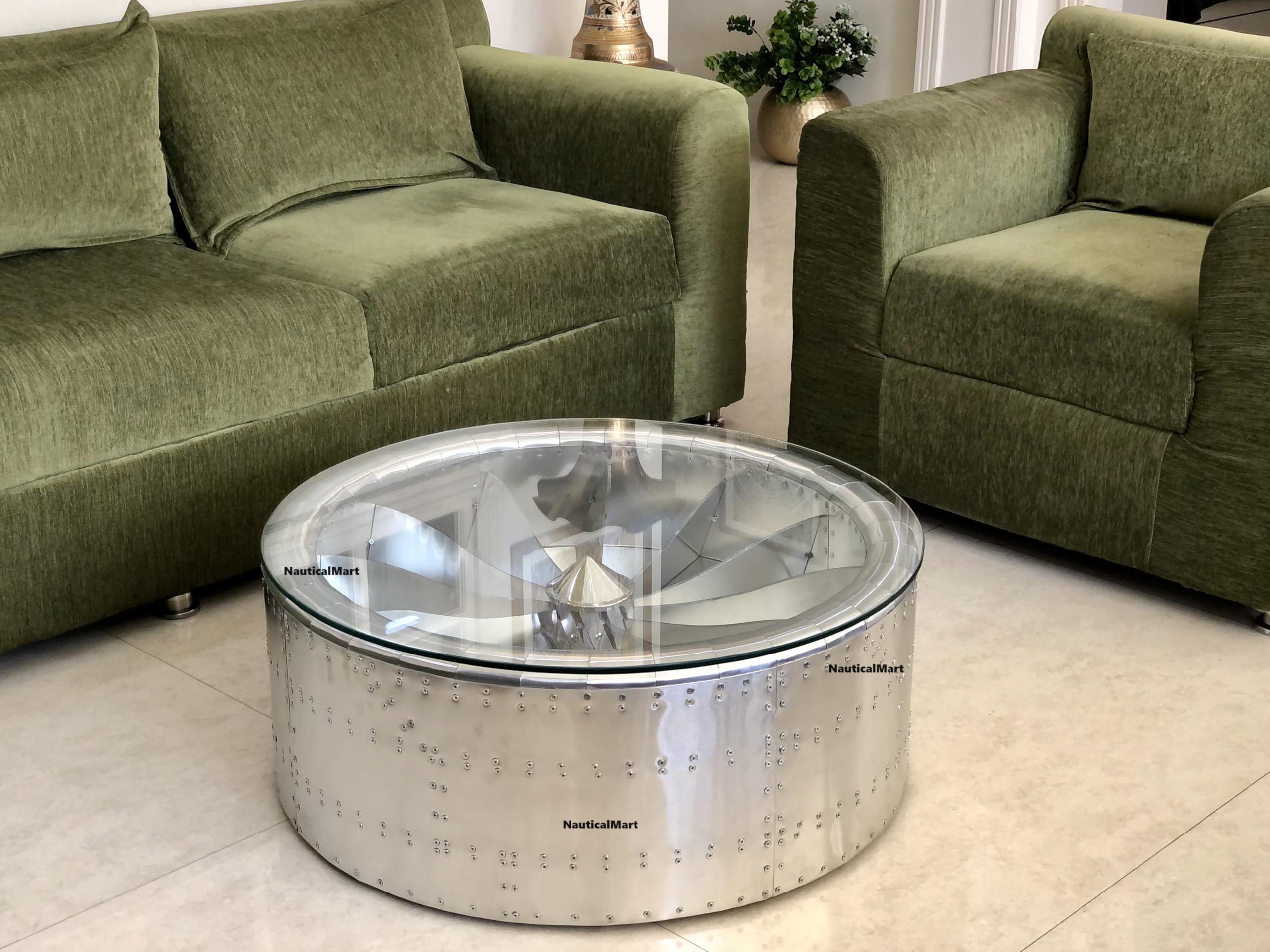 Amazon.com: NauticalMart Round Aviator Jet Engine Turbine Coffee Table ...