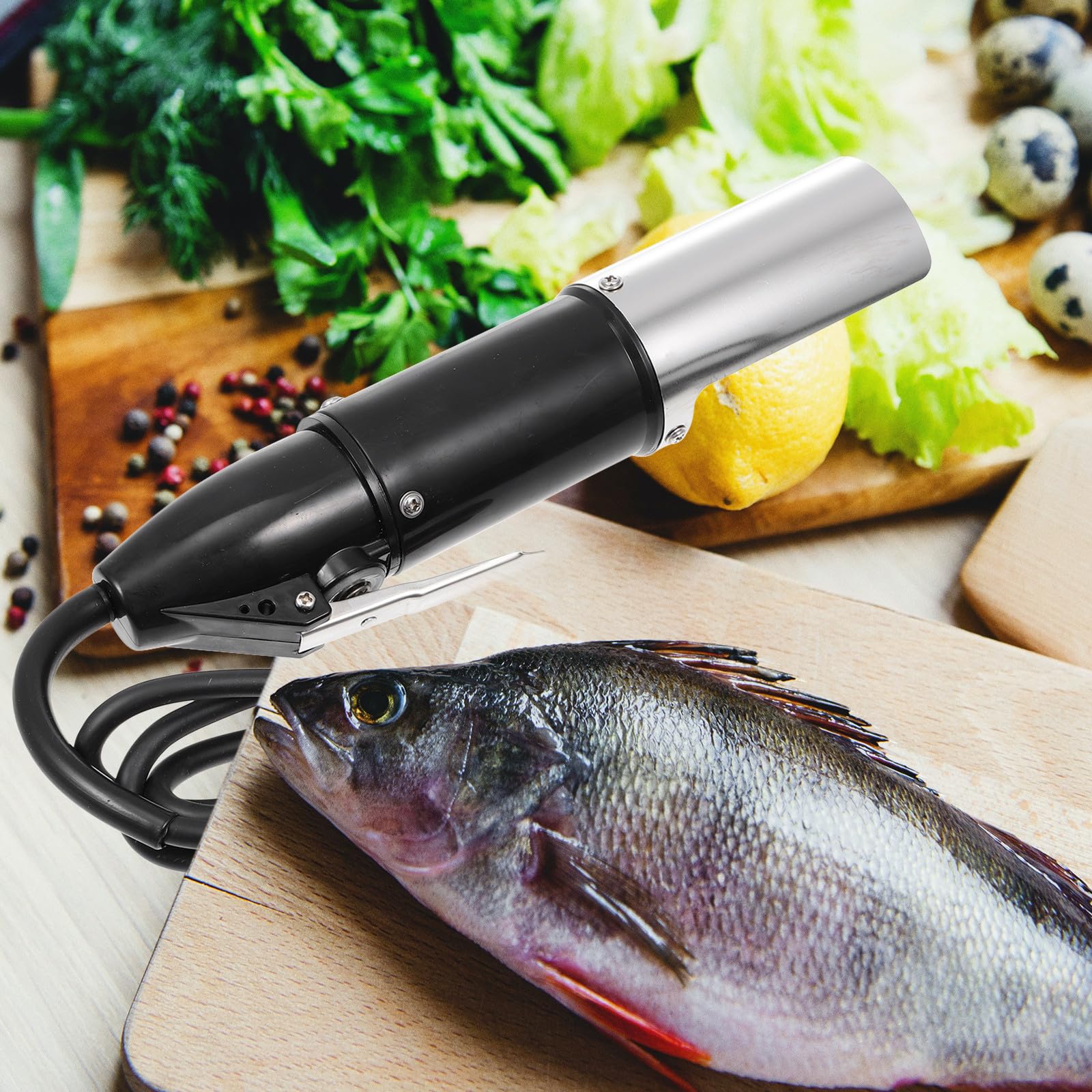 USHOBE Máquina Eléctrica Herramienta para Escamas de Pescado Profesional Batería de Litio y Acero Resistente para Limpiar Pescado sin Dañar la Textura, Adecuado para Uso Doméstico