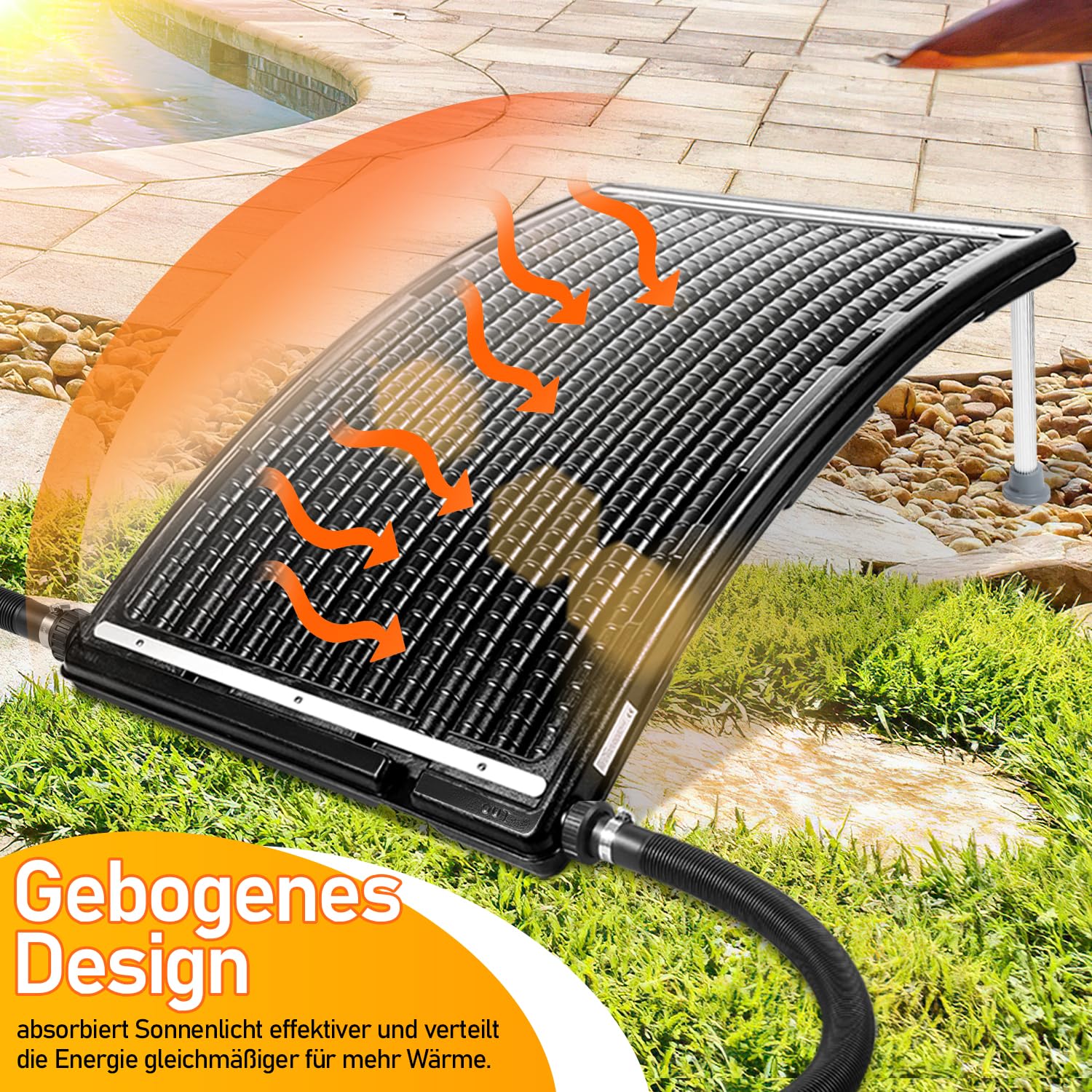 Gimisgu Kolektor słoneczny ogrzewanie basenu, ogrzewanie solarne 113 x 69 x 35 cm, maksymalny przepływ 10 000 l/h, ogrzewanie basenowe, instalacja solarna do ciepłej wody, prysznica ogrodowego, basenu