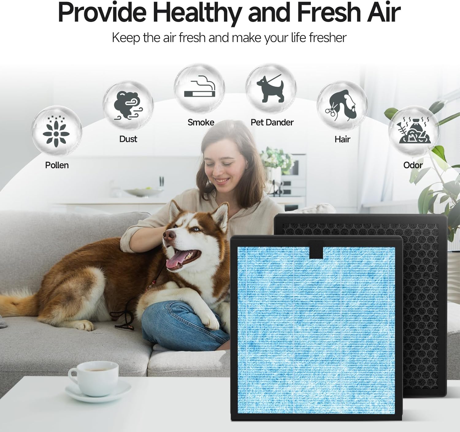 4 Packs AP303 AP304 Replacement Filter Compatible with DAYETTE ＆ FRESHDEW AP303 AP304 Air Cleaner Purifier, Designed for Smoke Wildfire, Odor Absorber Filter - Image 6