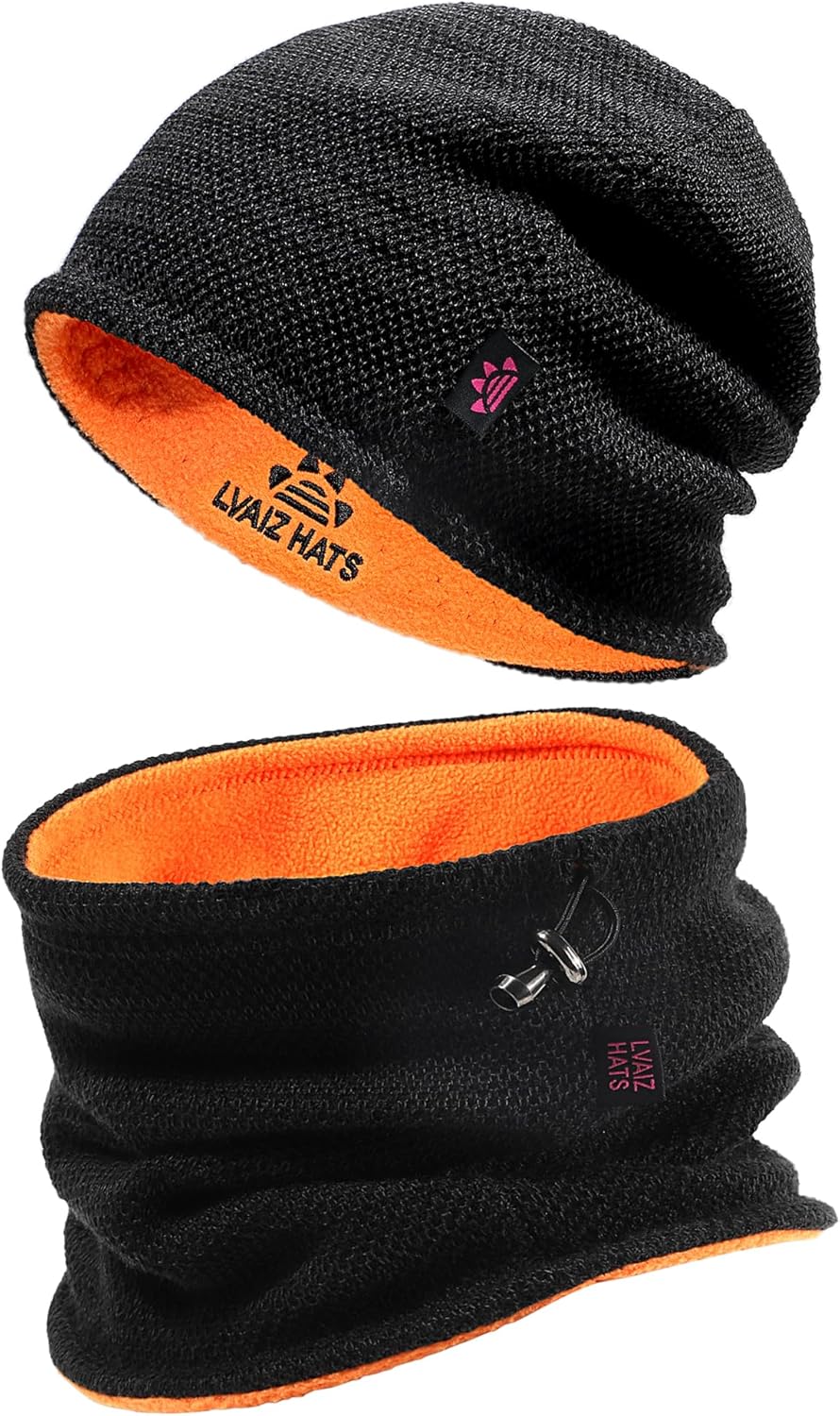 Warm Fleece-Lined Beanie and Neck Gaiter Set for Winter Comfort