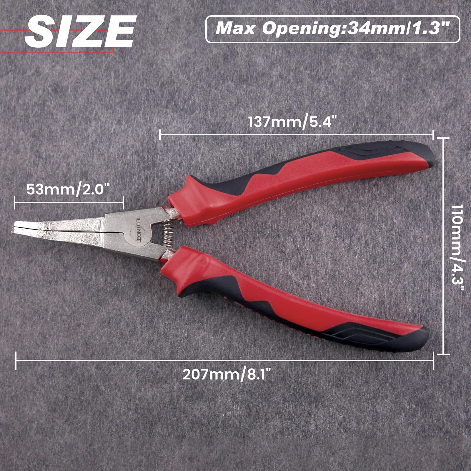 LEONTOOL 8 Inch Bent Nose Lock Ring Pliers for Transmission Transfer Cases & More, Red, Large - Image 4