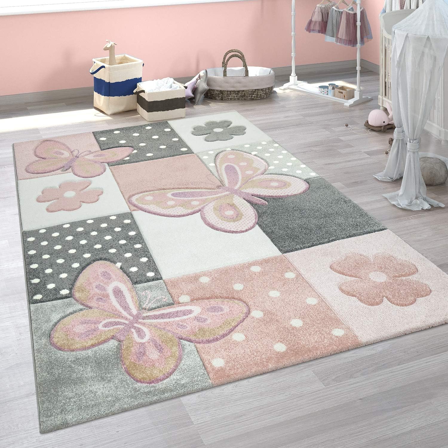Paco Home Children's Rug, Modern Children's Room Pastel Rug, Cute 3D Animal Motifs, Size:140x200 cm