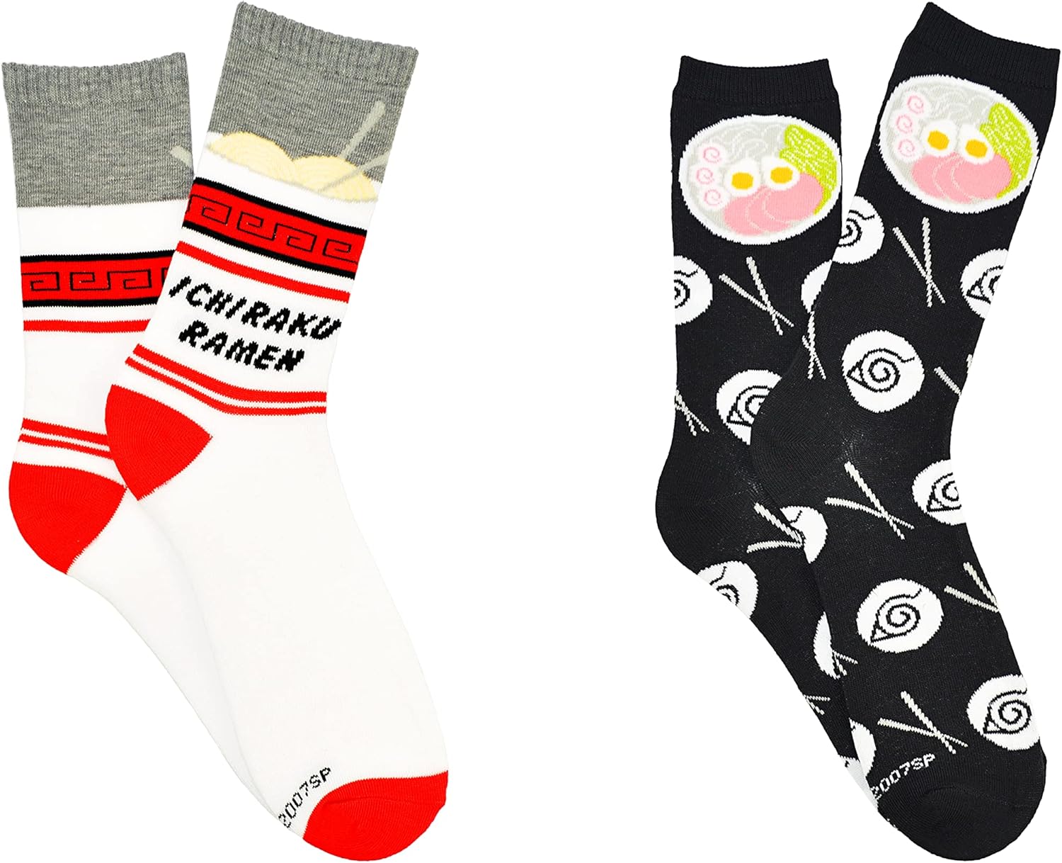 Everything Legwear Naruto Shippuden Ramen Crew Socks (2 Pair) - Hidden Leaf Ramen Bowls - One Size Fits Most - Image 2