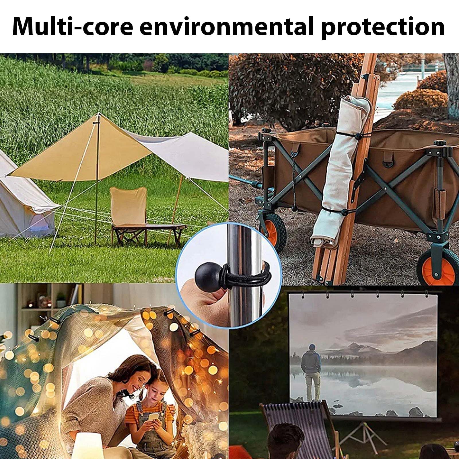 Bungee Cords with Balls, ShiningUU 20pcs Reusable Black Polyester Small Elastic Ties for Tent Tarpaulin, Flag Pole, Canopy - Image 4