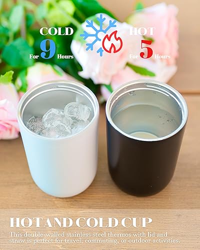 Miniatura 7 de Tazas de Café Aisladas de 16 oz, Tazas de Café para Viaje con Pajita, Taza de Acero Inoxidable de Doble Pared, Taza a Prueba de Fugas, Tazas