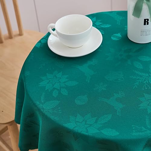 Miniatura 229 de Mantel Redondo Dorado Mantel de Mesa con Patrón de Hojas Borde Festoneado Sedoso Suave Impermeable Lavable 50 Pulgadas Cubierta de Mesa de Tela