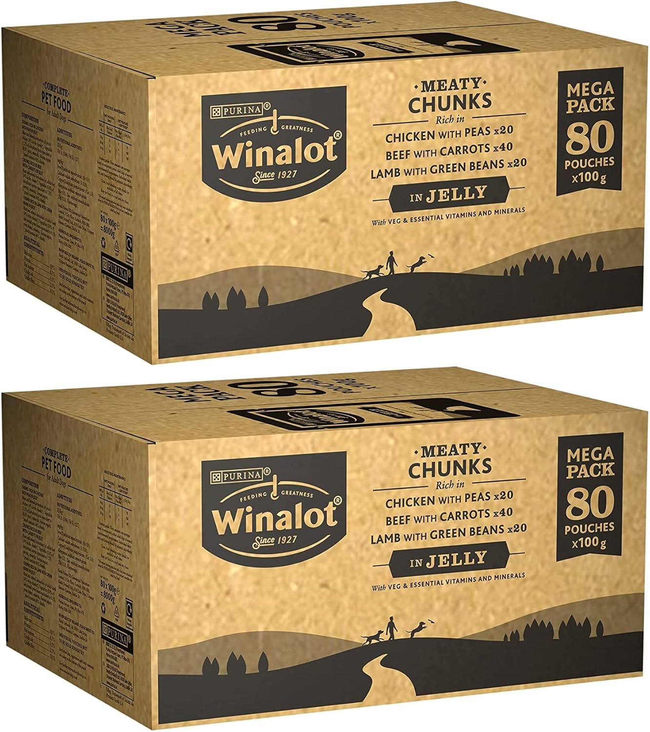 Winalot Dog Food Pouches Mixed in Jelly, 160 x 100 g (2 boxes) Amazon