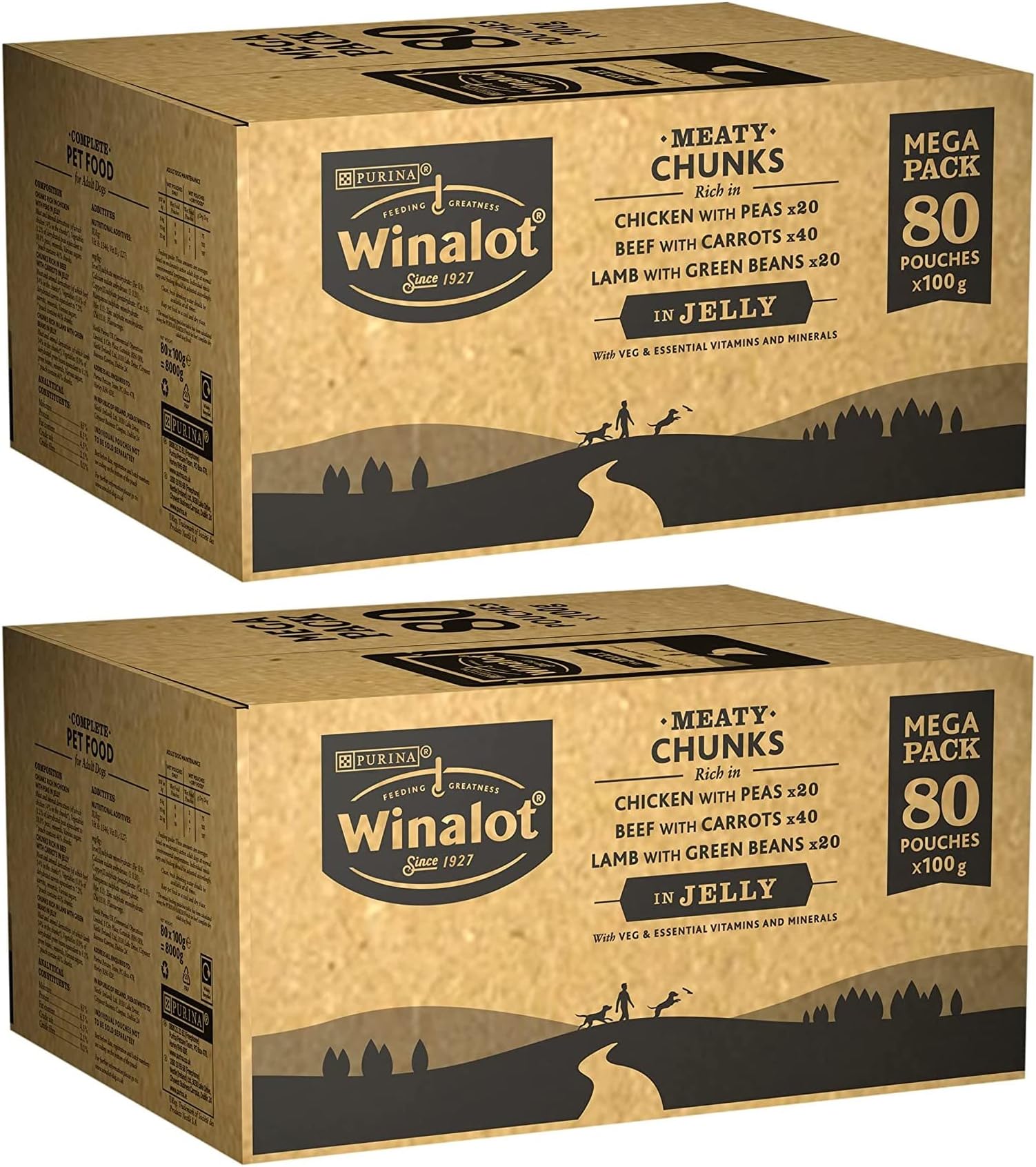 Dog Food Pouches Mixed in Jelly, 160 x 100 g (2 boxes)