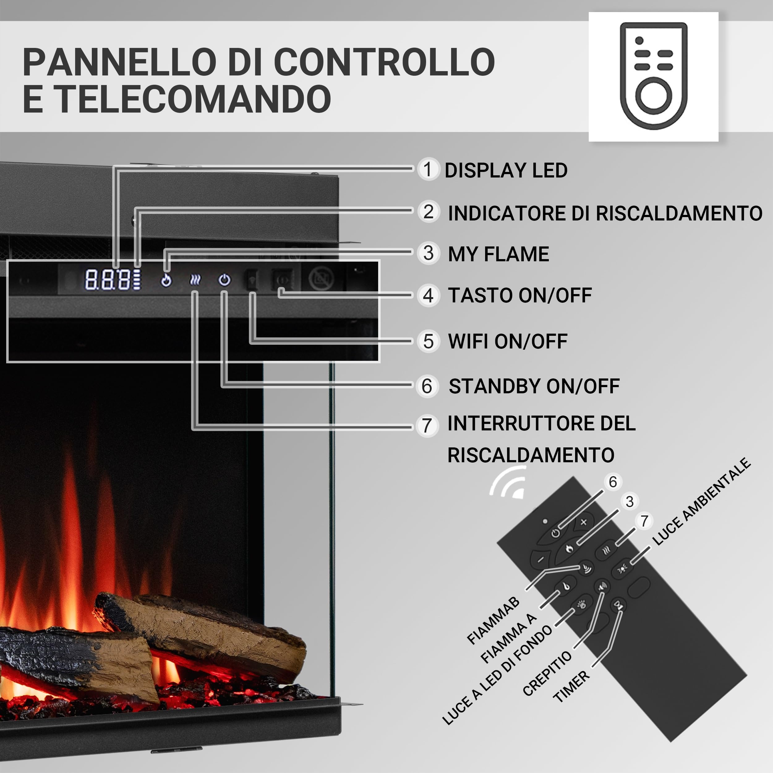 BALDERIA Athena 60 - Camino elettrico da incasso e camino elettrico da parete
