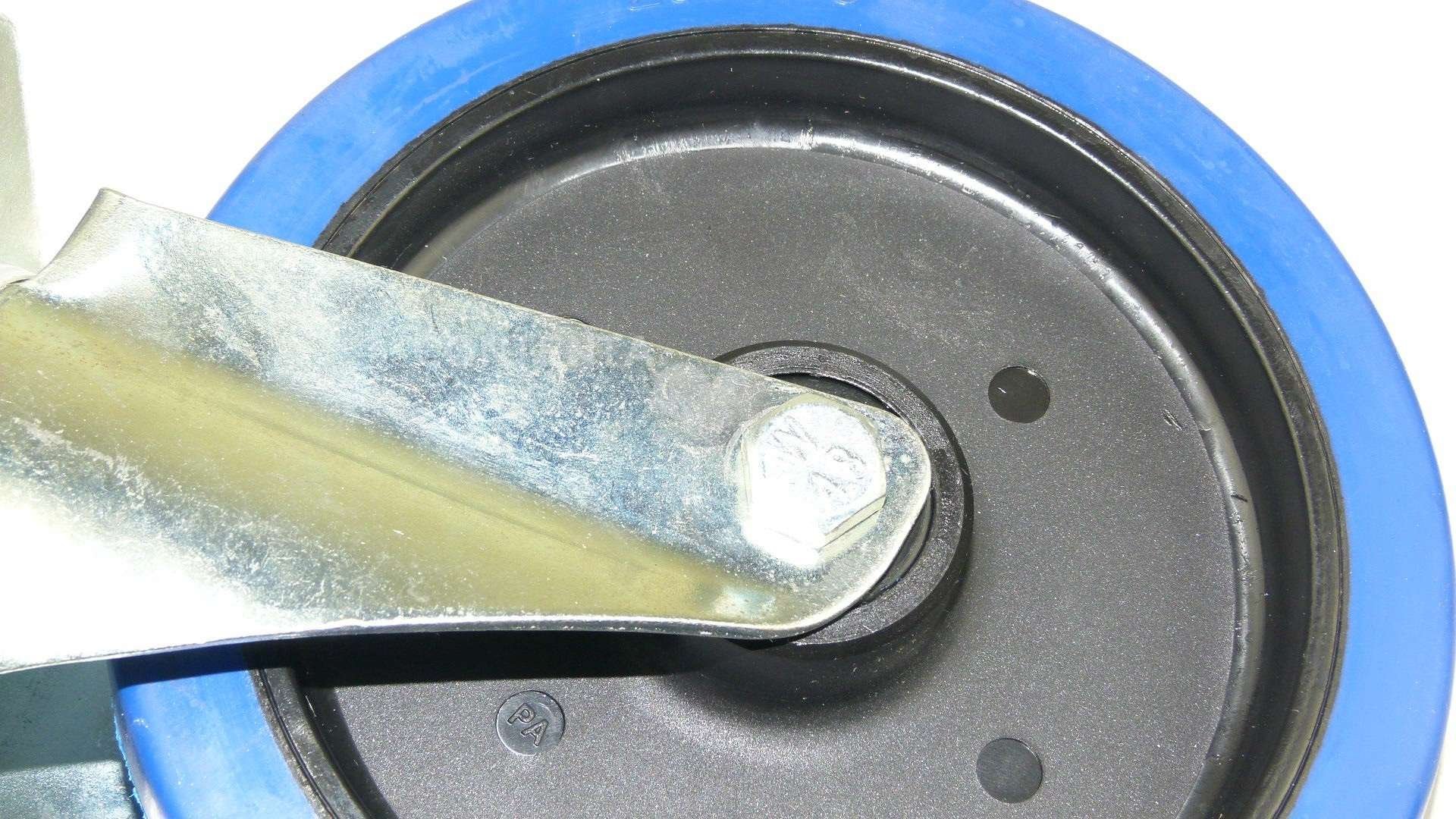 1 Satz 200mm Blue Wheels Lenkrollen + Bockrollen, Transportrollen Elastik Blau 350kg / Rad - INDUSTRIEQALITÄT (2x Lenk + 2x Bock)