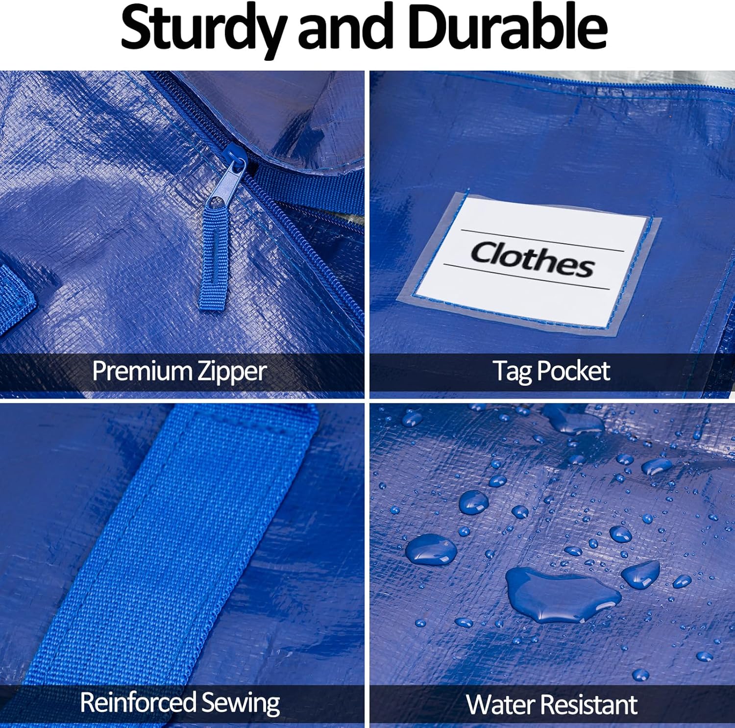 2-Pack Blue Extra Large Moving Bags, Heavy Duty Storage Bags with Lids, Reinforced Handles and Zippers, Organizing Bags for Dorm Packing, Clothes Storage, Toy, Camping, College Supplies - Image 4
