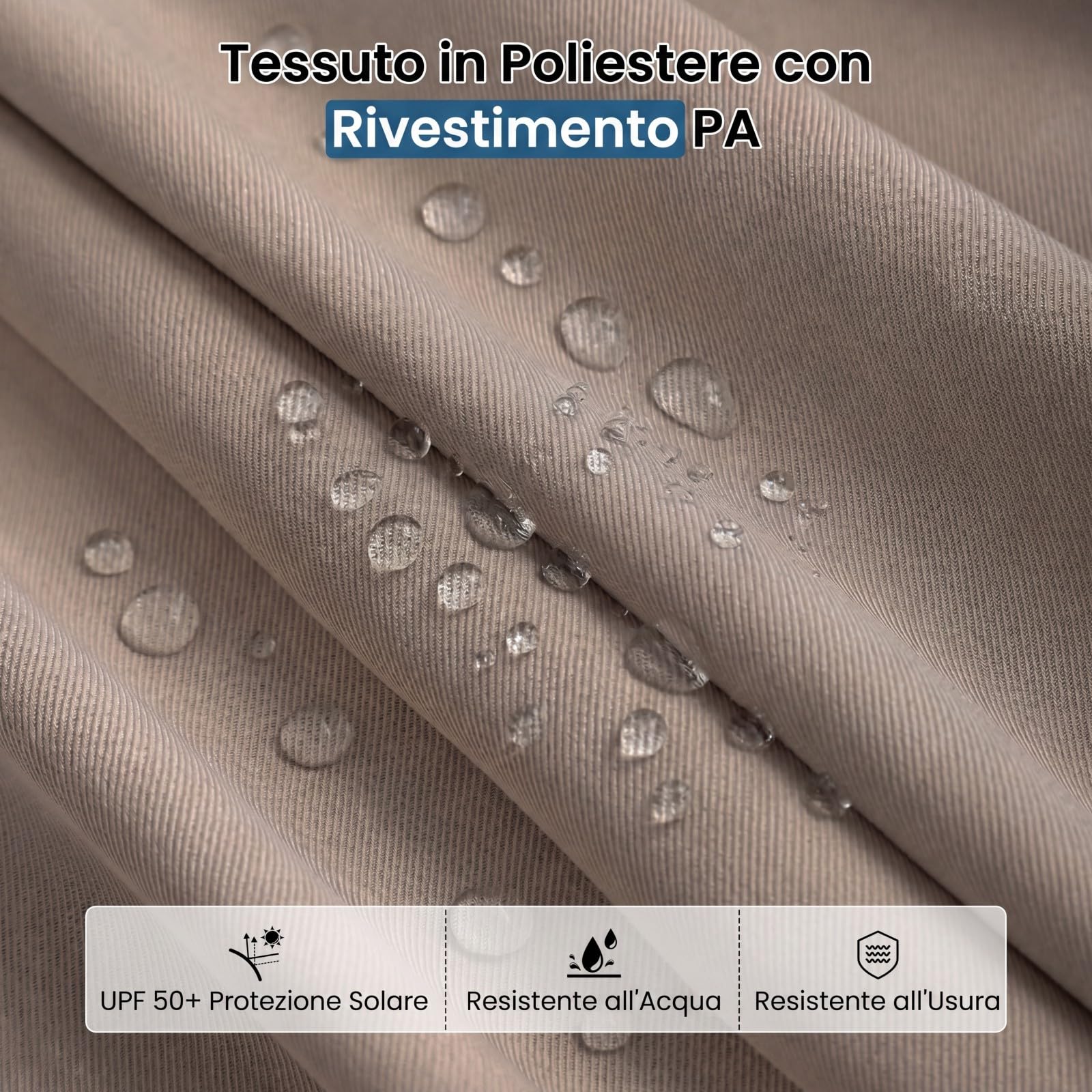 COSTWAY Ombrellone da Giardino Doppio 400 x 200 cm, con 36 Luci LED Solari, Manovella 12 Stecche, Base, Anti-UV, Rettangolare, per Giardino Piscina Cortile (Caffè)