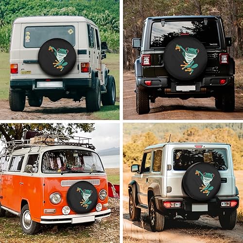 Miniatura 3 de Cubiertas de neumáticos de repuesto para remolques de caravana, rana Look at You, resistentes a la intemperie, a prueba de polvo, universales para