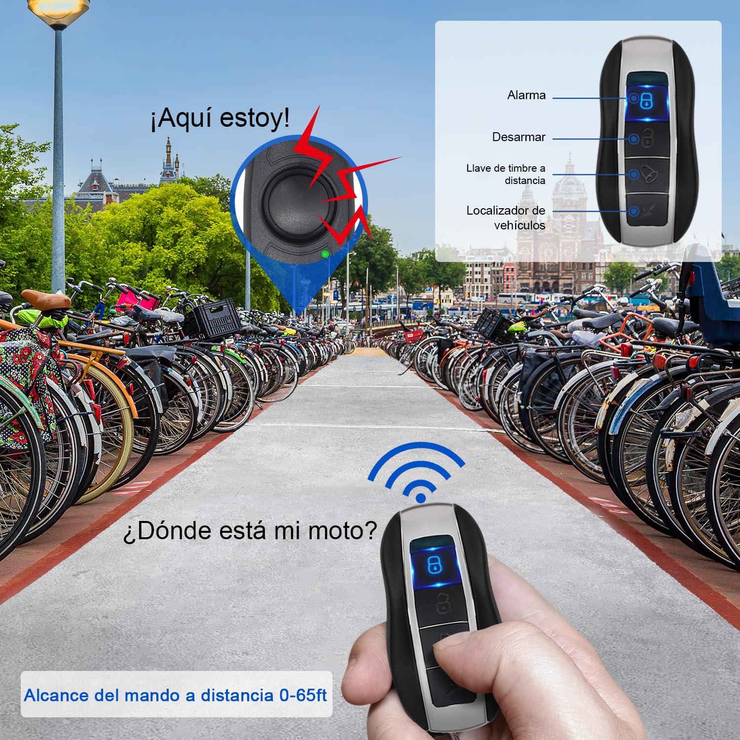 Alarma de bicicleta con mando a distancia, USB recargable, a prueba de agua antirrobo de vibración del sensor de movimiento de alarma, bicicleta eléctrica Scooter Motocicleta Super Fuerte Sonido 120dB