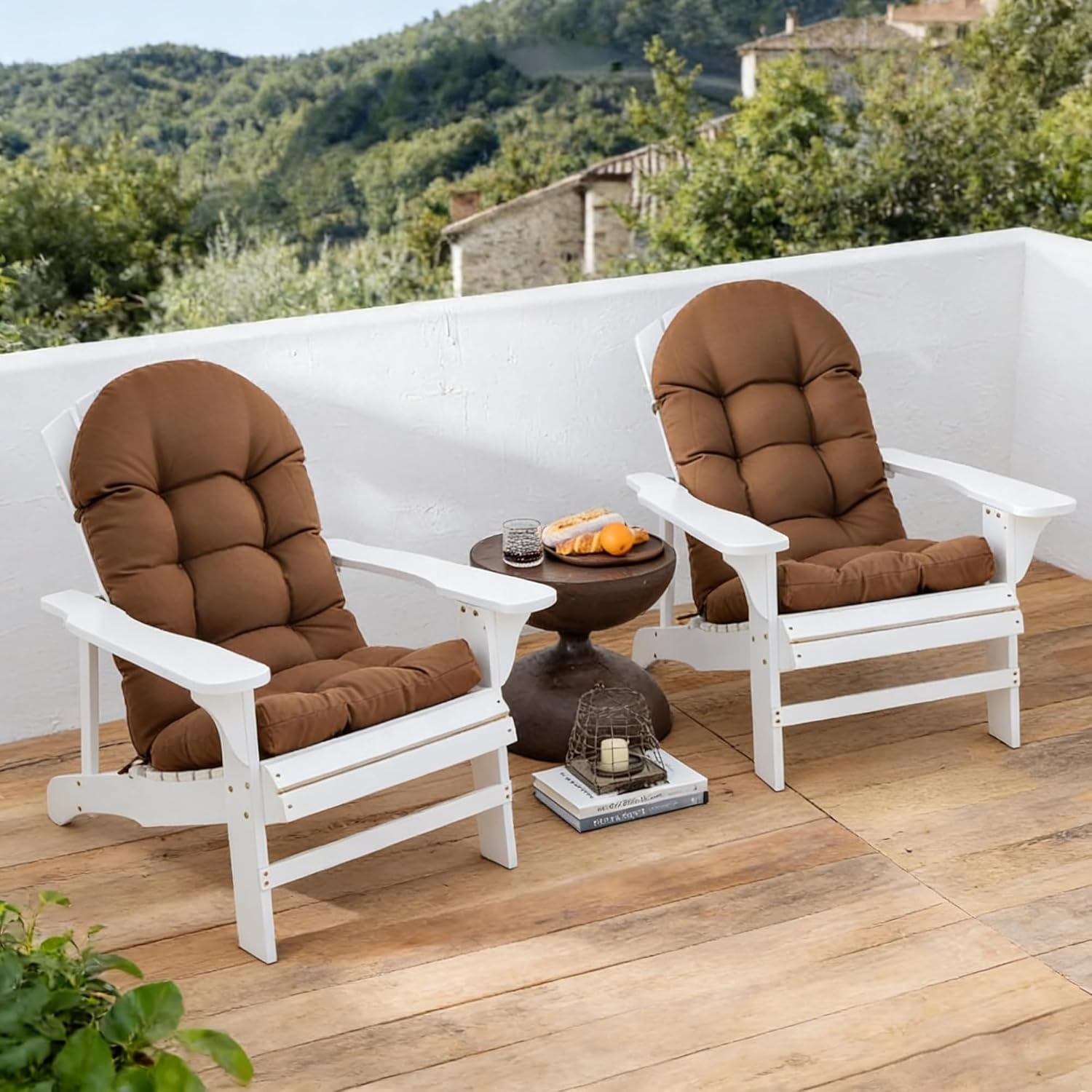 Enipate Weather Resistant Cushions for Adirondack Chair High Back Indoor Outdoor Patio Tufted Lounge Cushion Seat Pads