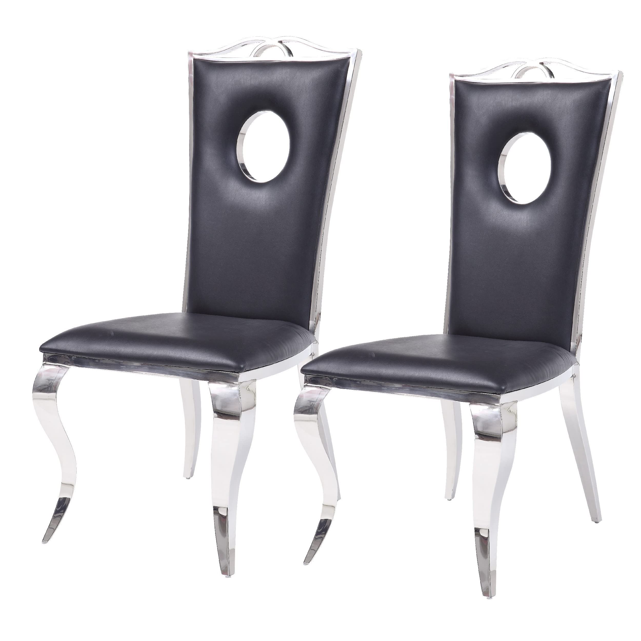 AcmeAcme Furniture Cyrene Side Chair (Set of 2) in PU and Stainless Steel