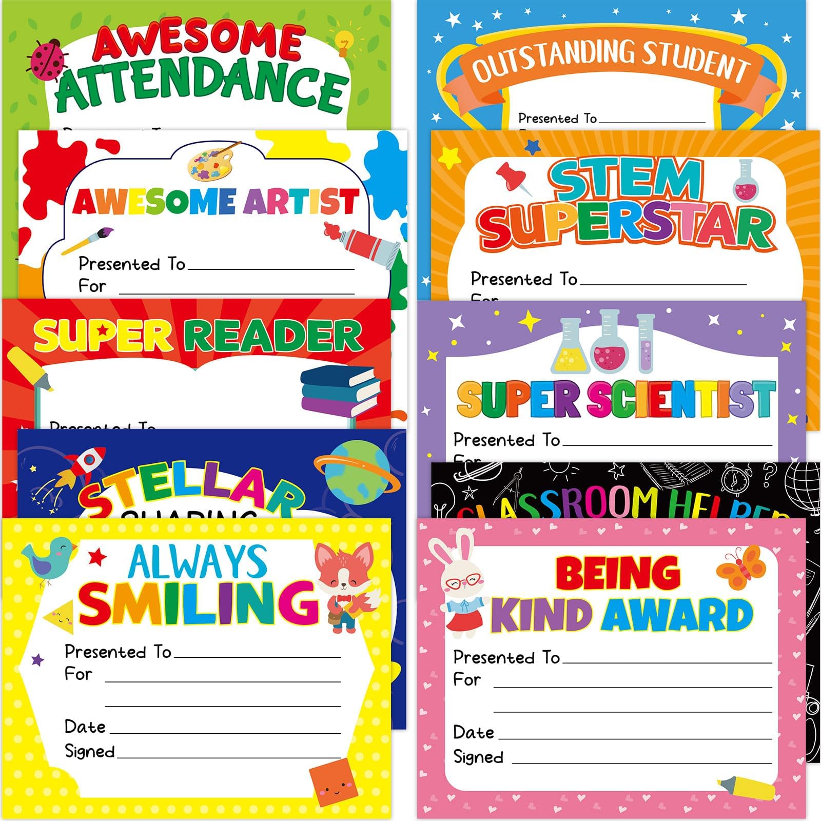40PCS Student of Award Certificates End of School Year Superlatives Certificates Kids Recognition Achievement 8.5โ X 11โ Student of The Year Certificates Graduation Teacher Classroom Supplies