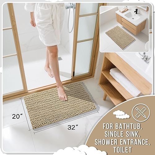 Miniatura 248 de Yimobra - Tapete de baño largo de felpilla, grande de 55.1 x 24 pulgadas, microfibra gruesa, absorbente, extrasuave, antideslizante, peludo, lavable