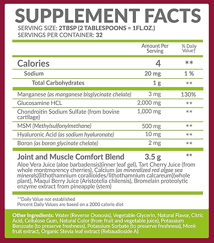 Miniatura 2 de Bio Naturals Glucosamina líquida condroitina MSM suplemento de grado farmacéutico con ácido hialurónico - Soporte articular de máxima resistencia -