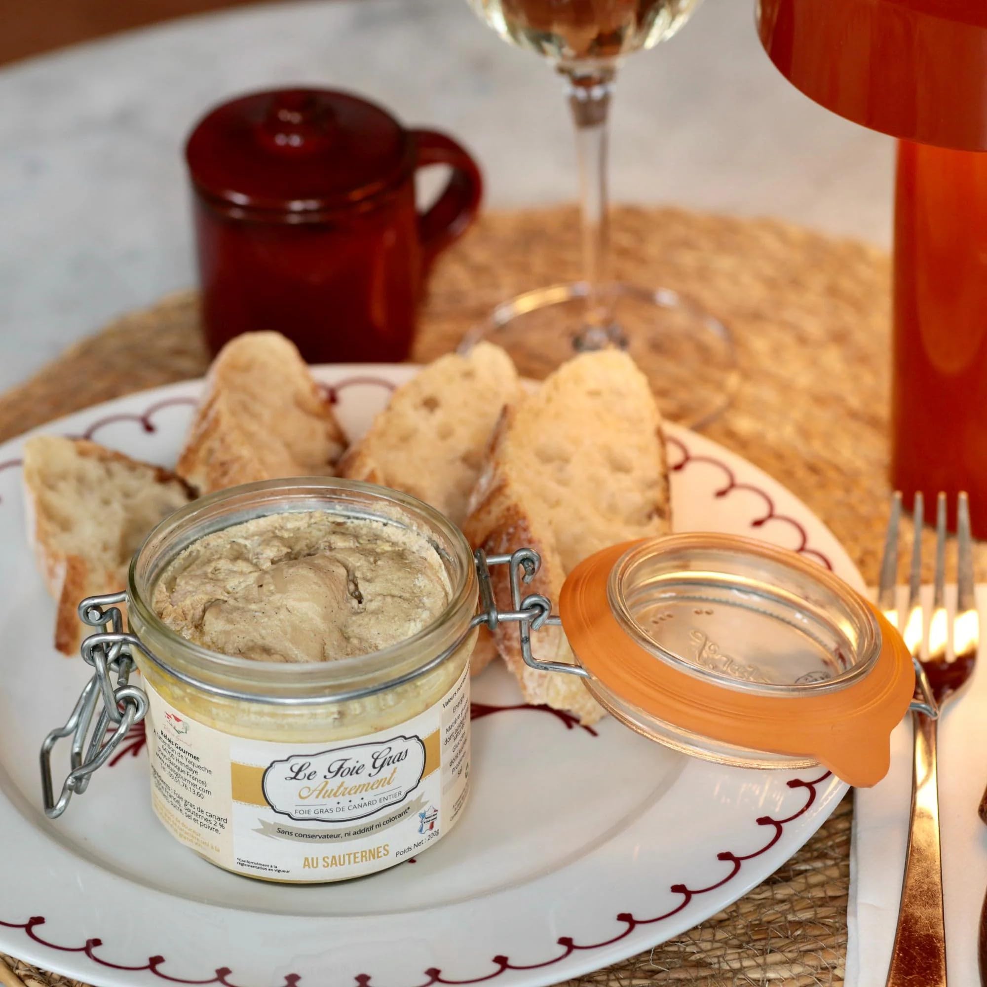 Relais Gourmet Foie Gras de Canard Entier au Sauternes 200 g | Artisanal Français du Sud-Ouest | Sans Conservateurs, Additifs ni Colorants | Idéal Noël, Fêtes et Coffrets Gourmets