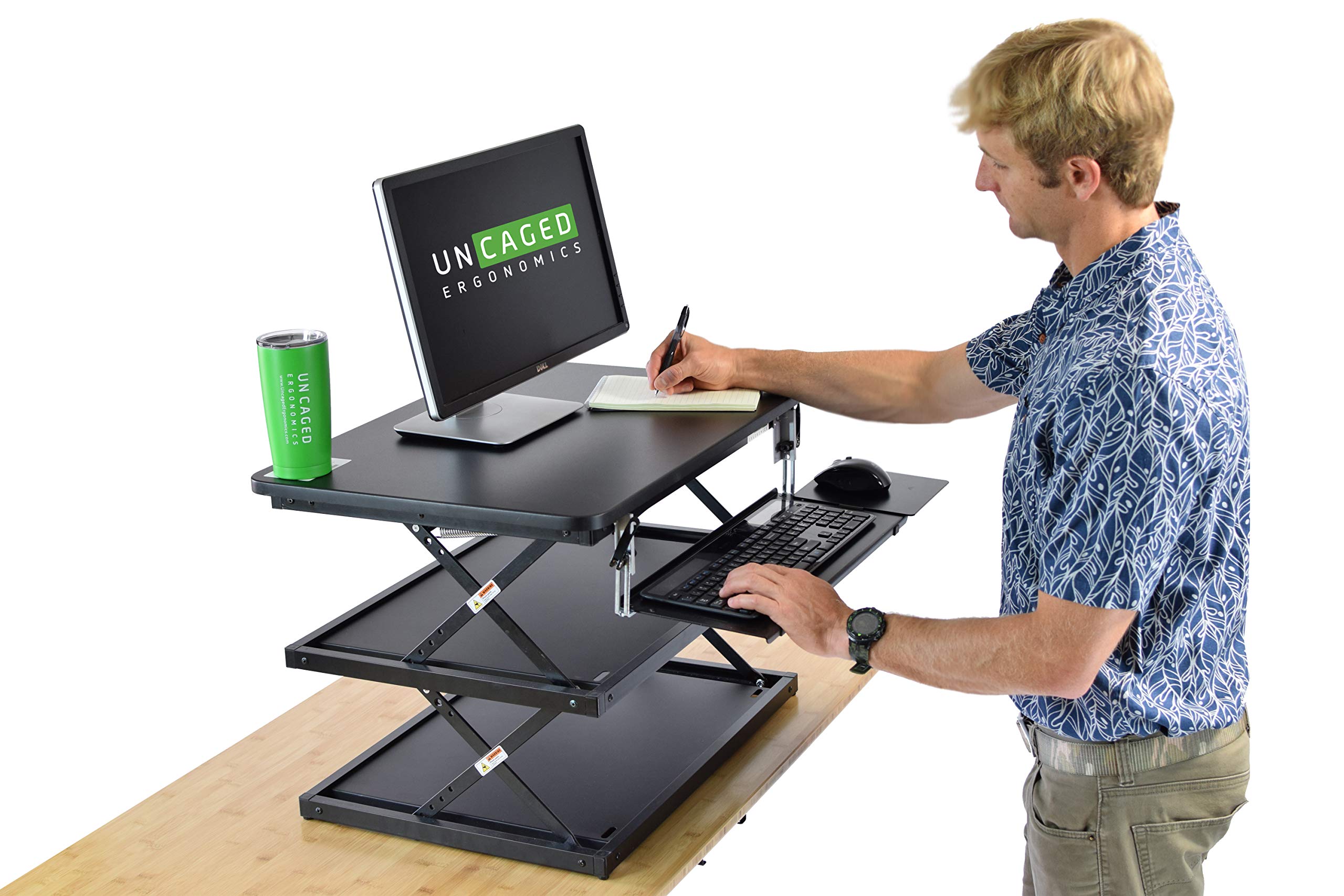 CHANGEdesk Tall Ergonomic Standing Desk Converter with Adjustable Height Keyboard Tray