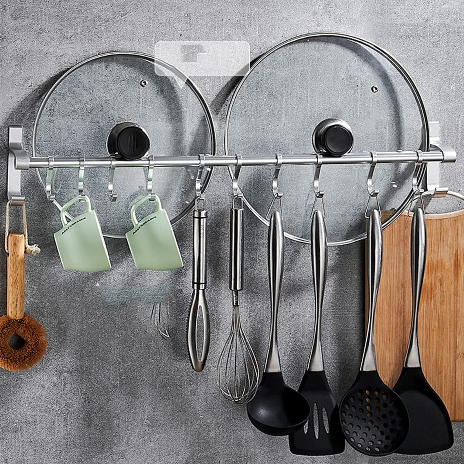 Estantes for Utensilios, Barra de riel for Colgar en la Pared de la Cocina, Estante for riel montado en la Pared for ollas y sartenes (Size : 60 * 10.5 * 7cm)