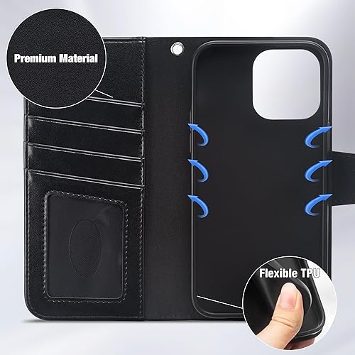 Miniatura 131 de Arae Compatible with iPhone 15 Case with Card Holder and Wrist Strap Wallet Flip Cover for iPhone 15 6.1 inch,Wine Red