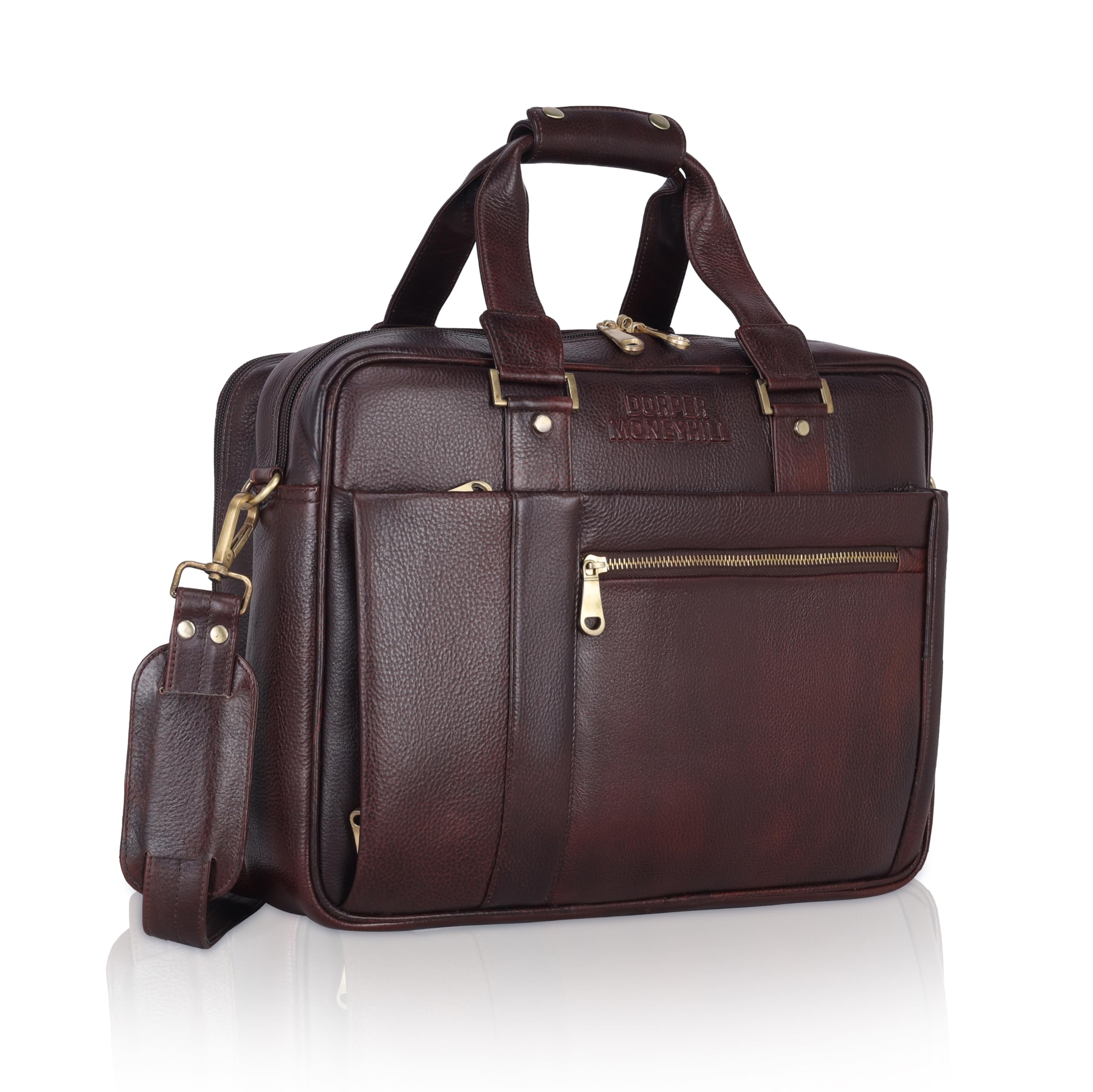 DORPER MONEY HILL Genuine Leather Laptop Office Bag for Men Durable Professional Briefcase Best Messenger Bag Unisex with Trolley Strap (ELITE BROWN, Leather) (B0CXZPS4ZR) Amazon Price History, Amazon Price Tracker