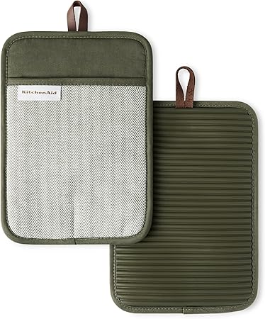 KITCHENAID® Evergreen Design Series Herringbone Ribbed Soft Silicone Pot Holders