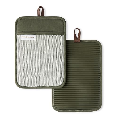 KITCHENAID® Evergreen Design Series Herringbone Ribbed Soft Silicone Pot Holders