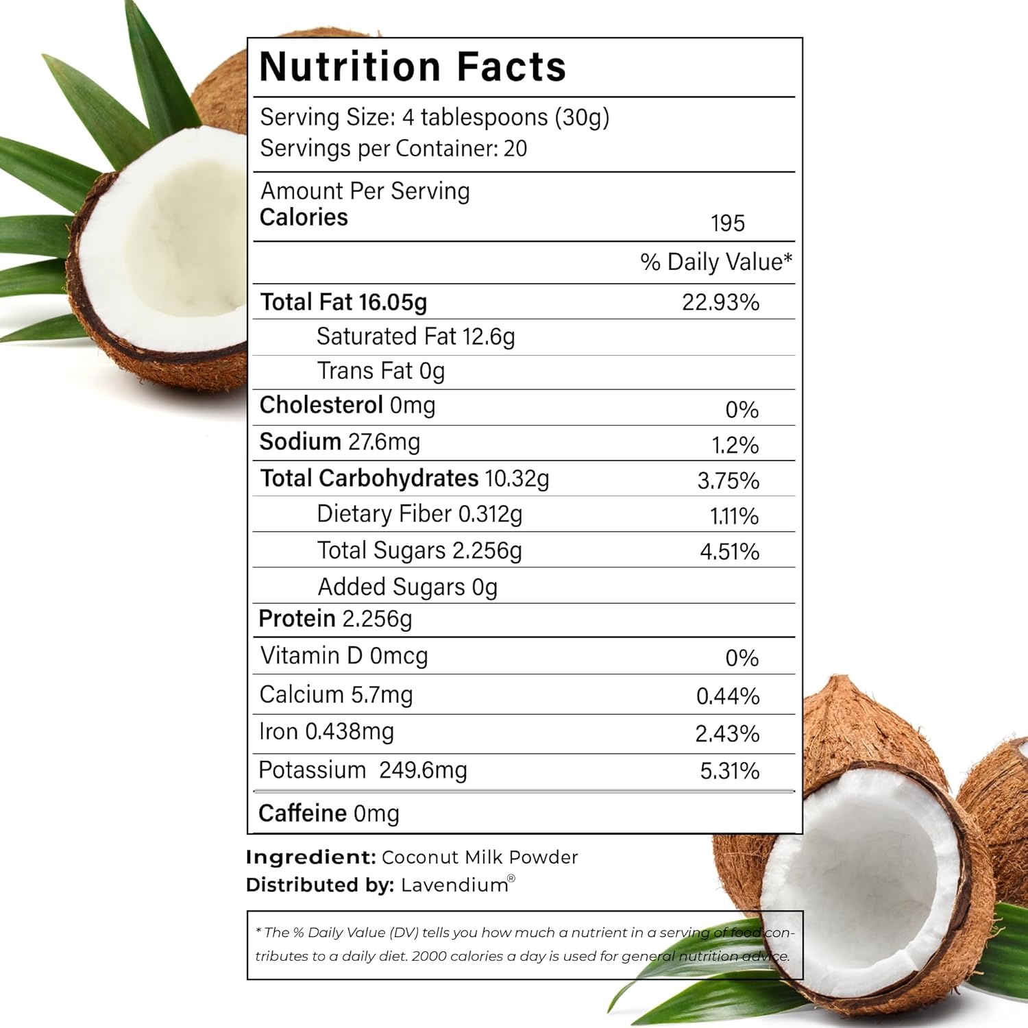 , Coconut Milk Powder, Natural, Unsweetened, for