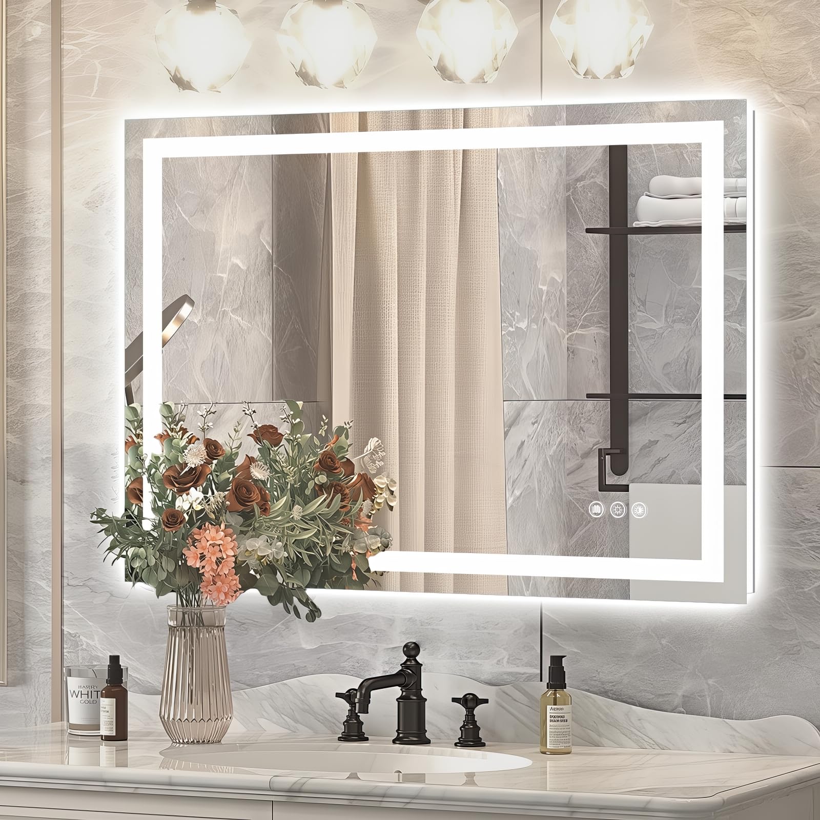 Miroir de courtoisie lumineux pour mur Niccy idéal pour se préparer le matin