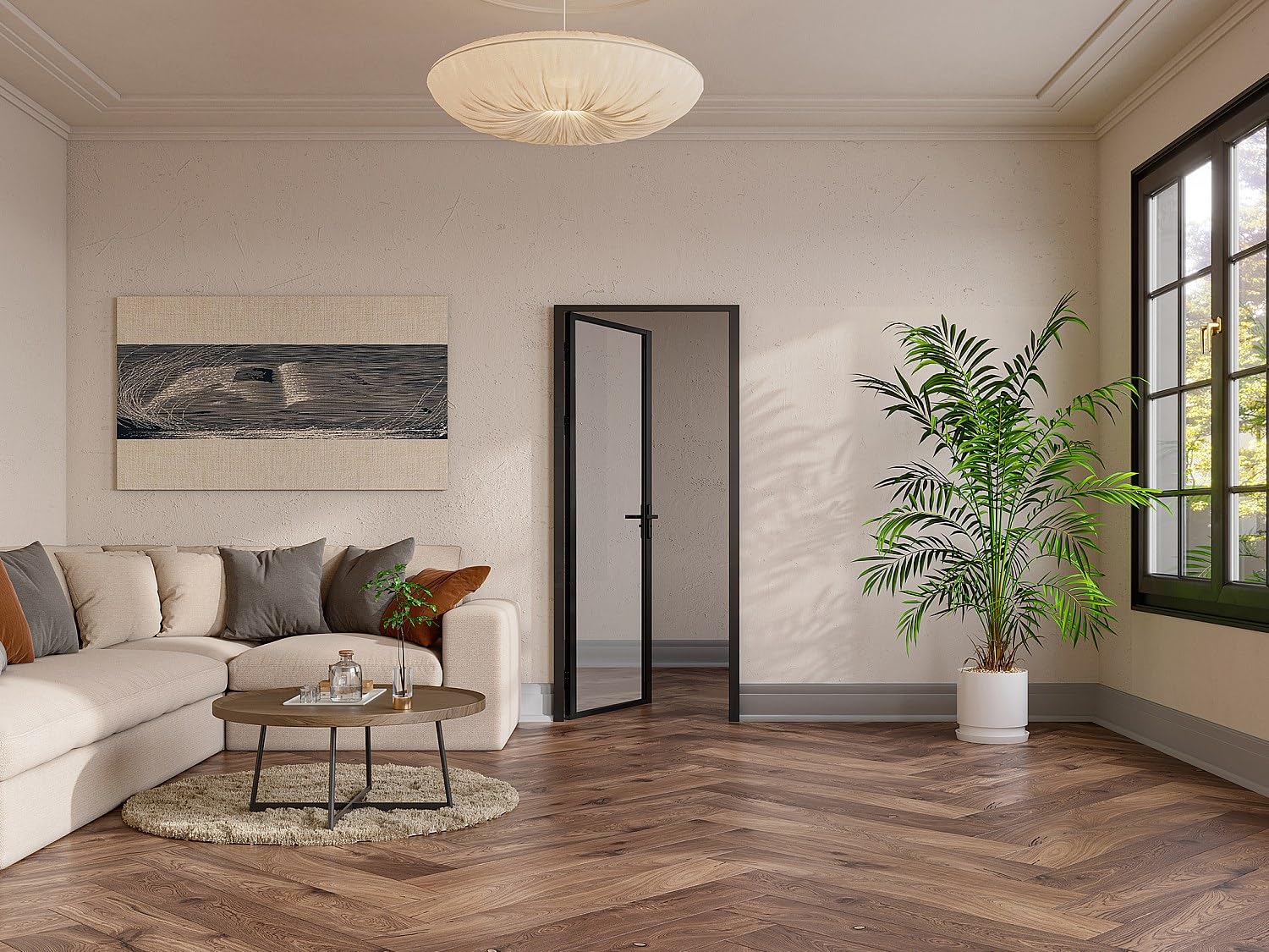 Vente-unique - Cerradura de puerta reversible H204 x L93 cm de aluminio y vidrio templado - LOXTON