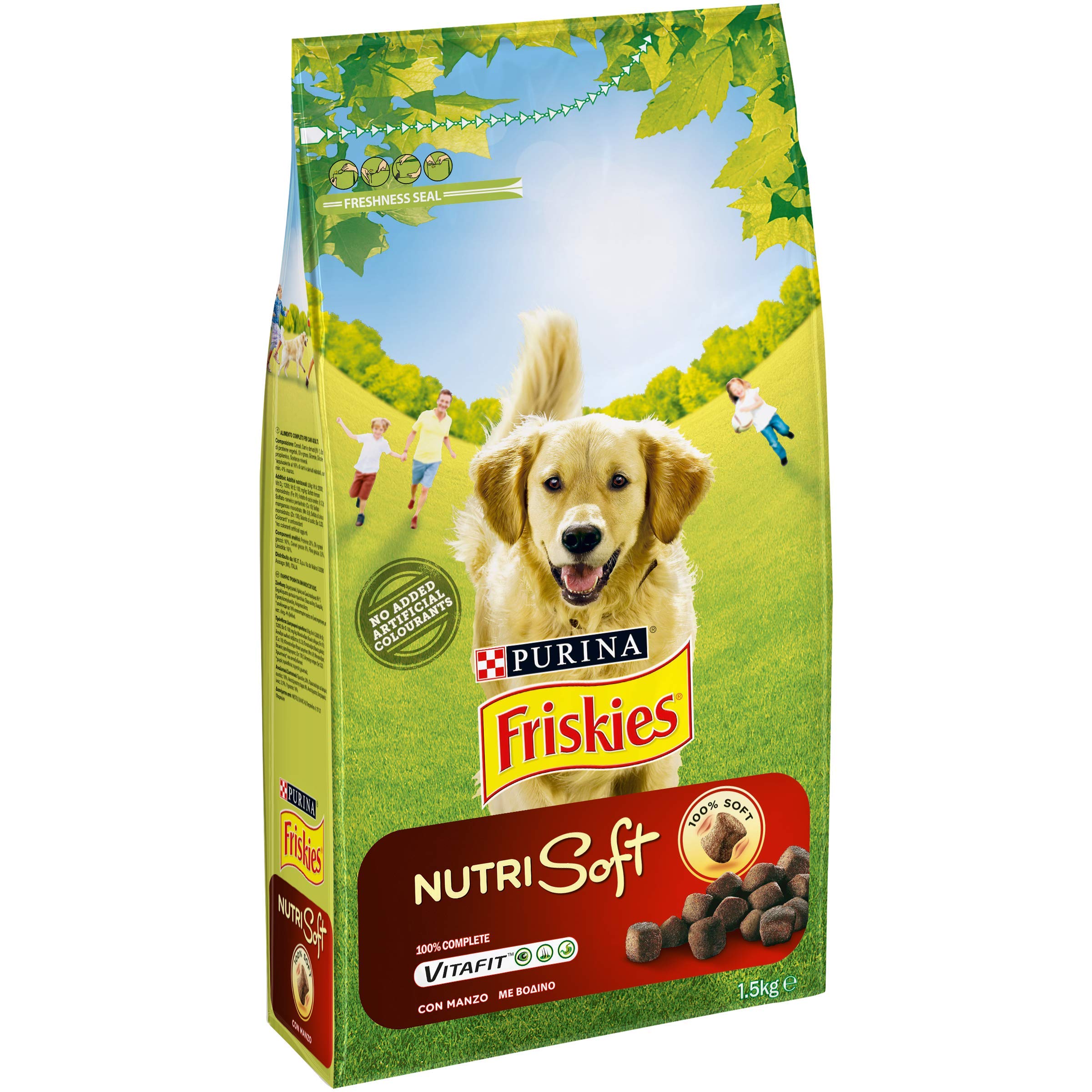PURINA FRISKIES Nutri Soft Vitafit Crocchette per Cani Adulti con Manzo 6 Sacchi da 1.5kg