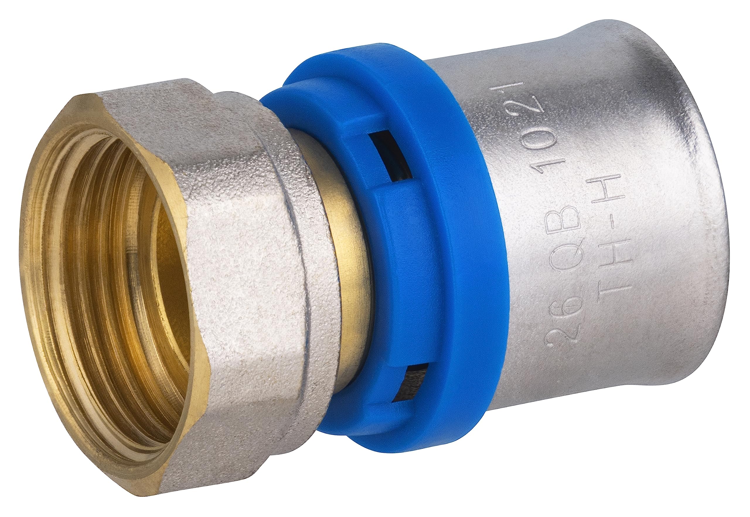 Raccord Multicouche à Sertir Multi profils TH-​H-​U diamètre Ø26 mm - à visser Femelle tournant 20x27 (3/​4) - Norme NF 545 pour réseau d'eau potable et chauffage NOYON & THIEBAULT