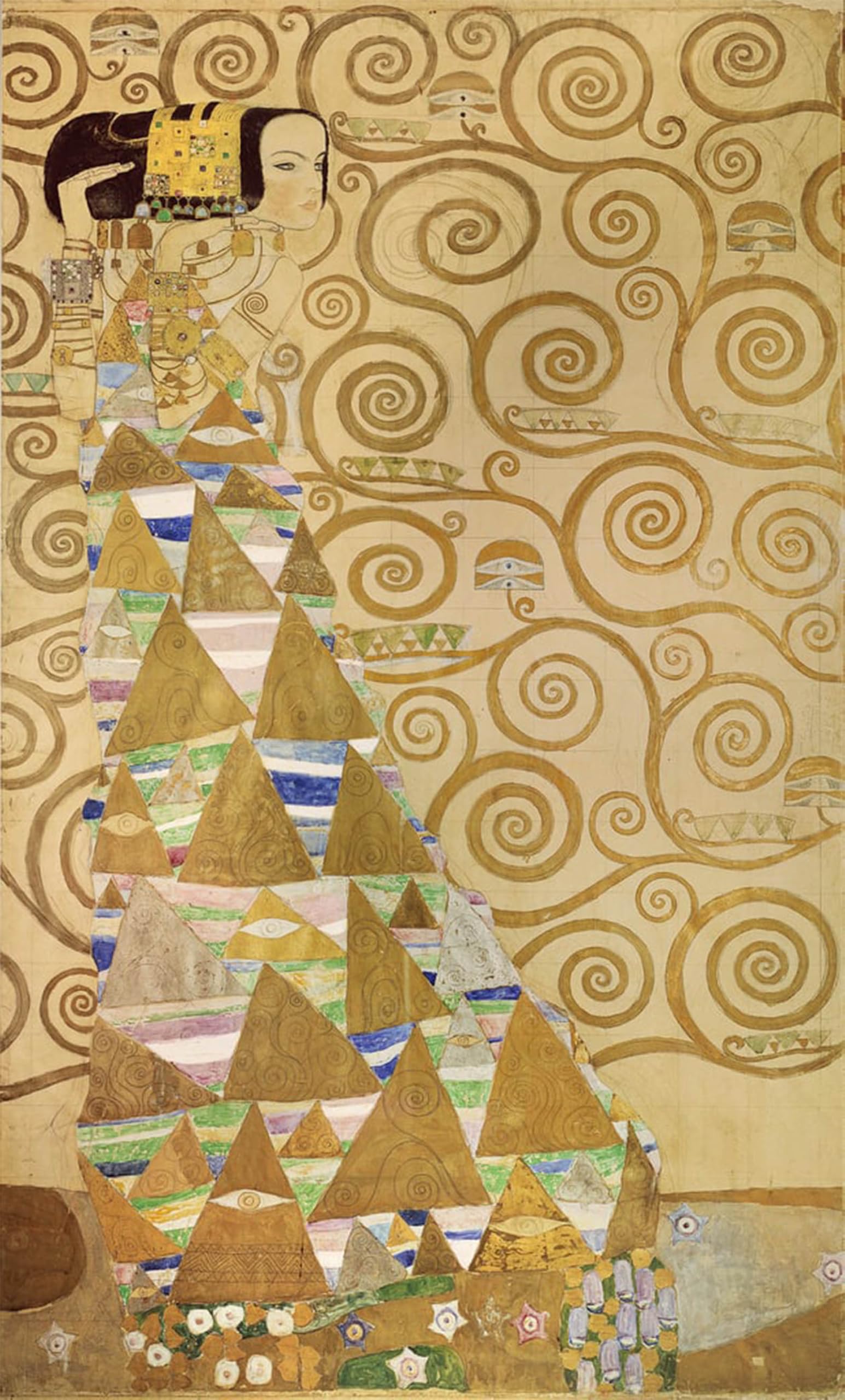 ARTXLXXBN Famous Prints Artwork Pictures Poster Painting Art Study for Expectation by Gustav Klimt Artwork Landscape Pictures for Home Decor 60x90cm