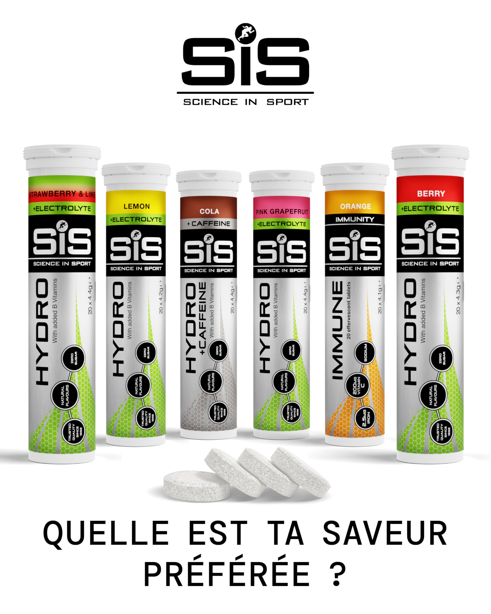 Science In Sport Hydro Comprimés d'Hydratation, Sans Gluten, Zéro Sucre, Saveur Ananas et Mangue Plus Électrolytes, 20 Comprimés Effervescents par Flacon (8 Flacons)