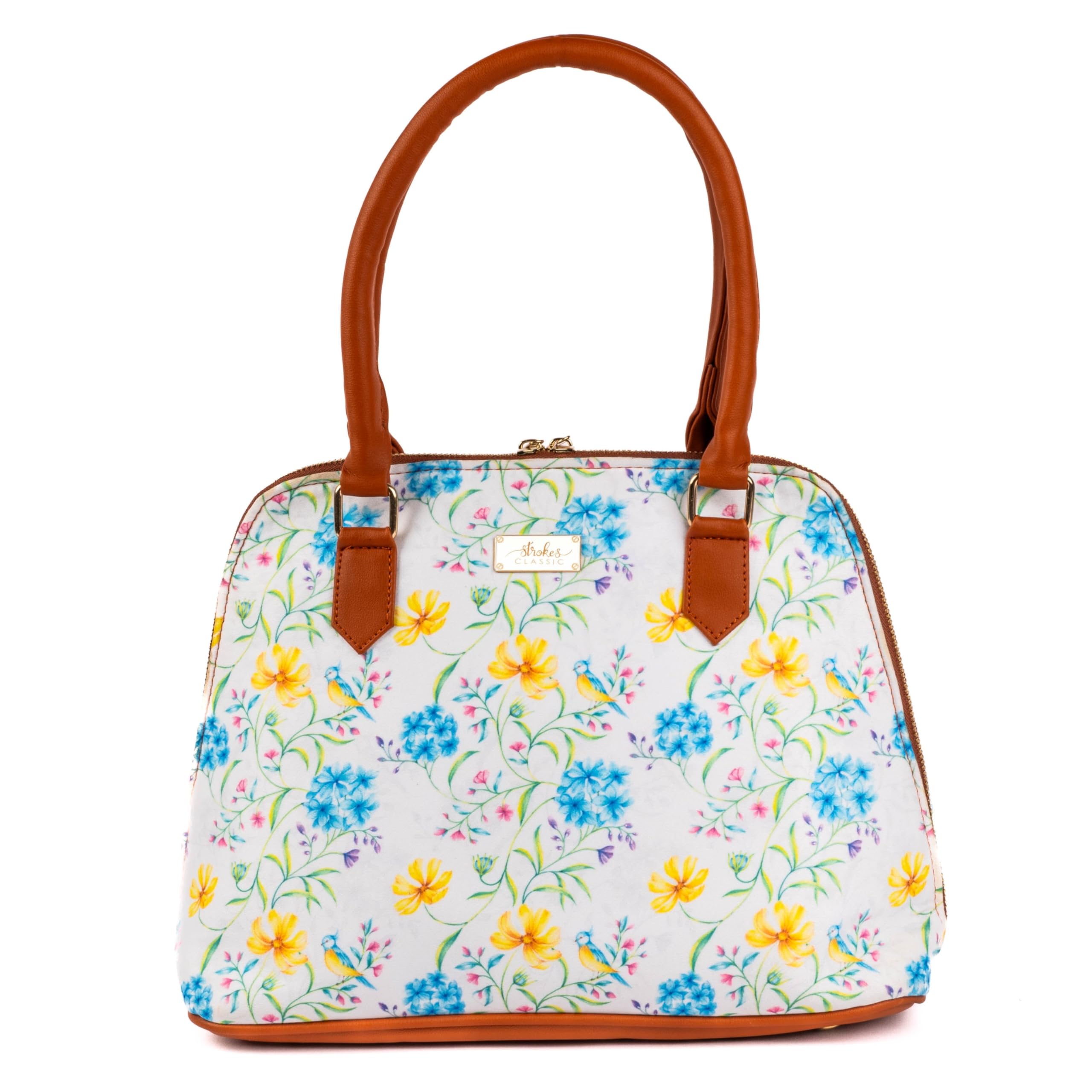 Strokes by Namrata Mehta Womens Handbag | Vegan Leather and Cotton Canvas | Floral Printed (Vintage Blooms White) (B0C36Y8DVS) Amazon Price History, Amazon Price Tracker