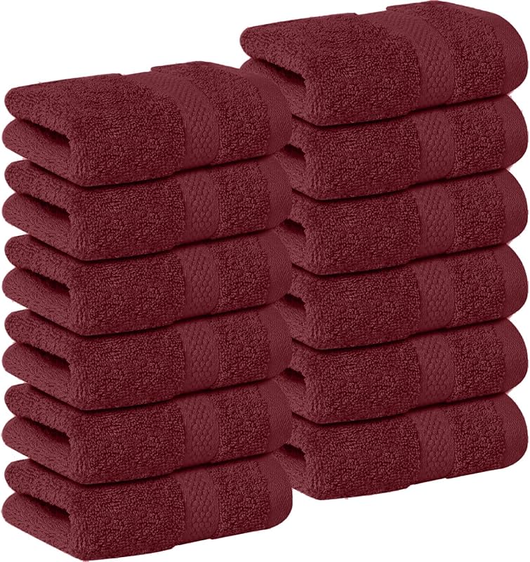 Toalhas de rosto DAN RIVER em algodão penteado Pomegranate, 12 x 12 cm, 550 g/m², Pacote com 12