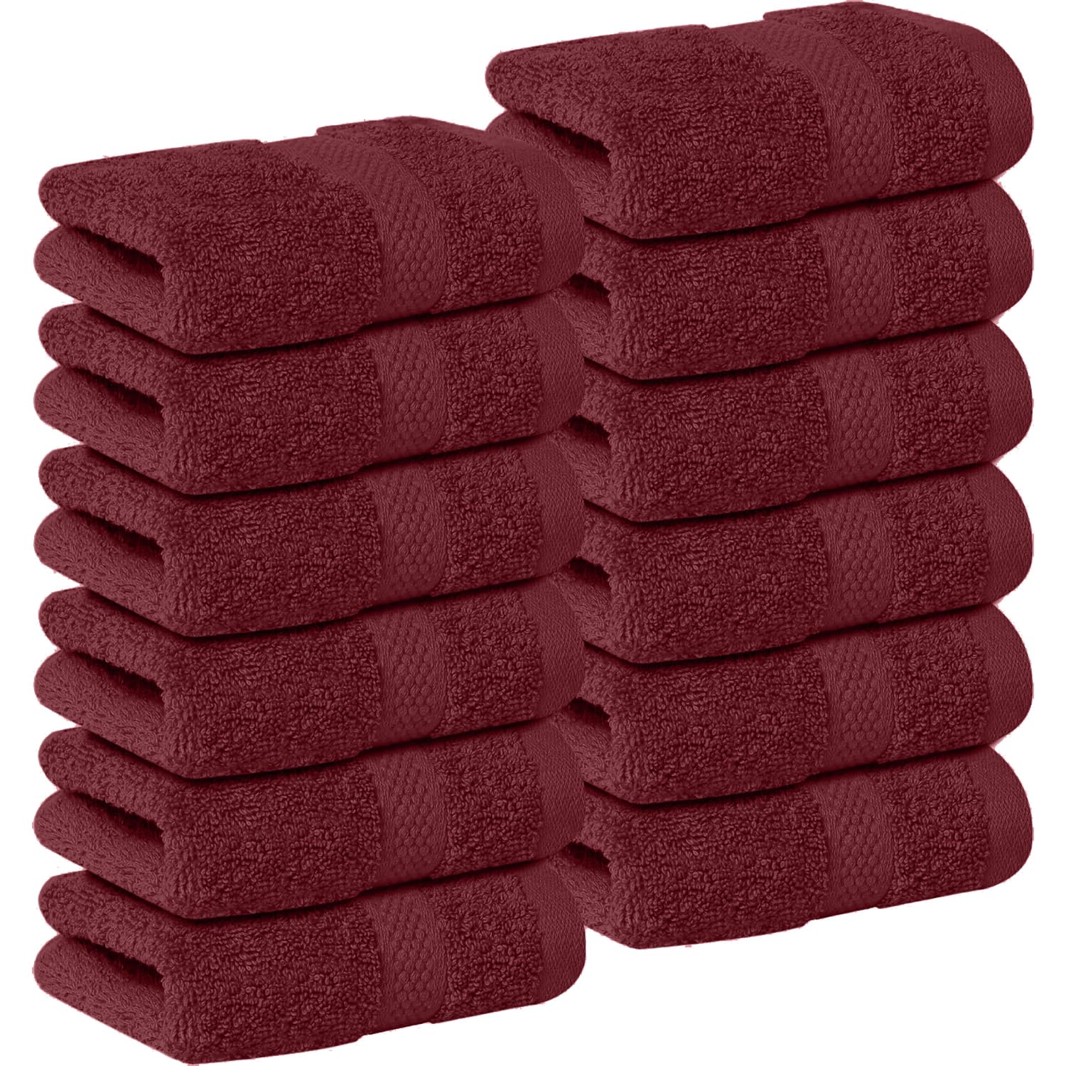 DAN RIVER 12-Pack Premium 100% Cotton Pomegranate Face Towels for Bathroom - Reusable Face Wash Cloths for Showering 12x12 Inches - 550 GSM Super Soft &amp; Absorbent Luxury WashCloths for Body, Spa &amp; Gym